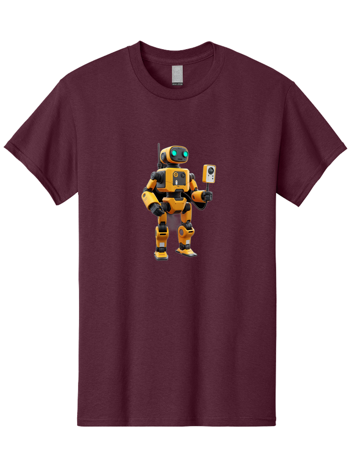 Robot-With-Selfie-Stick Men'S Graphic Tee, 100% Cotton, Comfortable Casual Summer Wear, Machine Washable, Robotic Figure, Humanoid Robot, Artificial Intelligence, Futuristic Technology, Robot Holding Device, Mechanical Limbs, Bab360