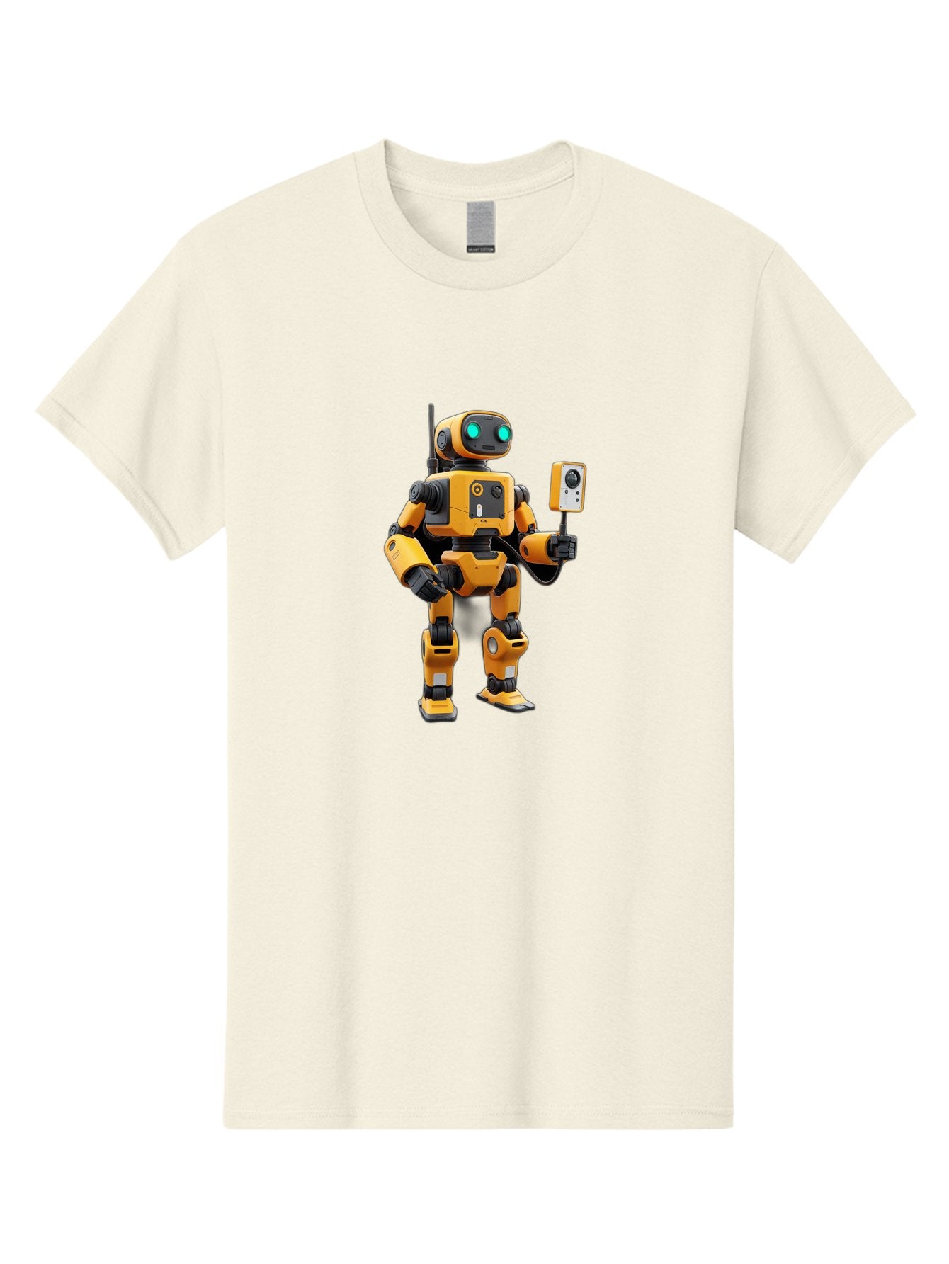 Robot-With-Selfie-Stick Men'S Graphic Tee, 100% Cotton, Comfortable Casual Summer Wear, Machine Washable, Robotic Figure, Humanoid Robot, Artificial Intelligence, Futuristic Technology, Robot Holding Device, Mechanical Limbs, Bab360 6
