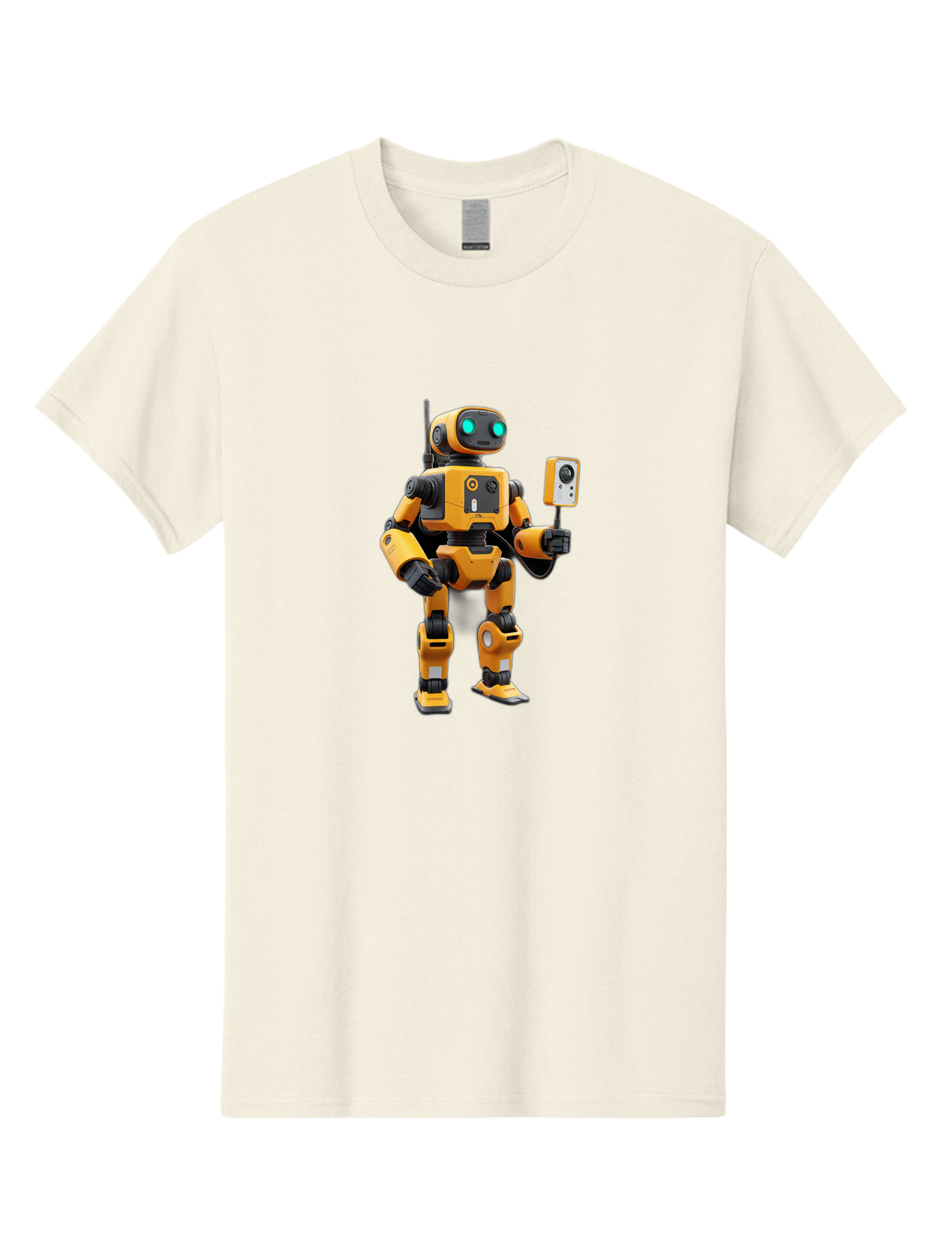Robot-With-Selfie-Stick Men'S Graphic Tee, 100% Cotton, Comfortable Casual Summer Wear, Machine Washable, Robotic Figure, Humanoid Robot, Artificial Intelligence, Futuristic Technology, Robot Holding Device, Mechanical Limbs, Bab360 13