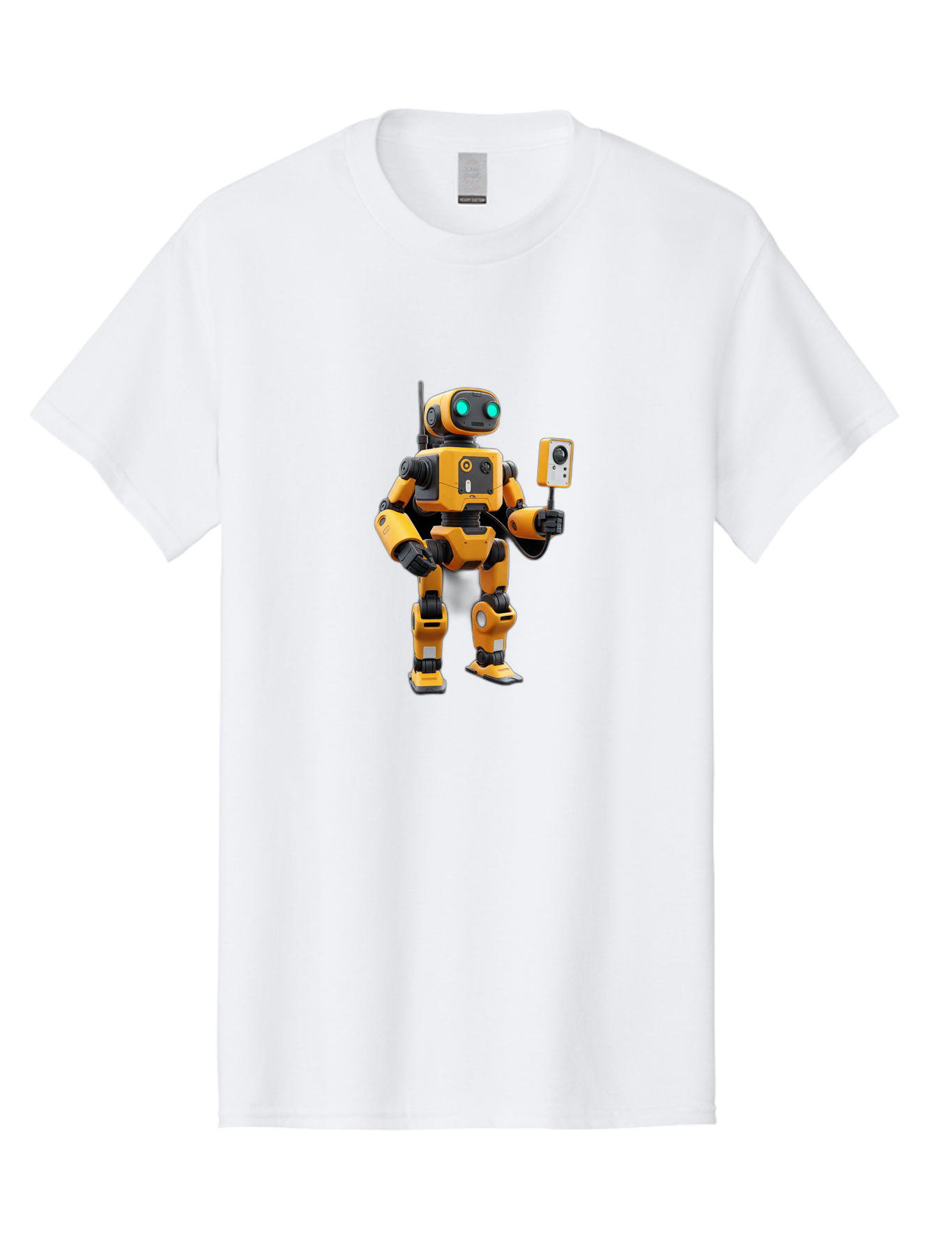 Robot-With-Selfie-Stick Men'S Graphic Tee, 100% Cotton, Comfortable Casual Summer Wear, Machine Washable, Robotic Figure, Humanoid Robot, Artificial Intelligence, Futuristic Technology, Robot Holding Device, Mechanical Limbs, Bab360 21