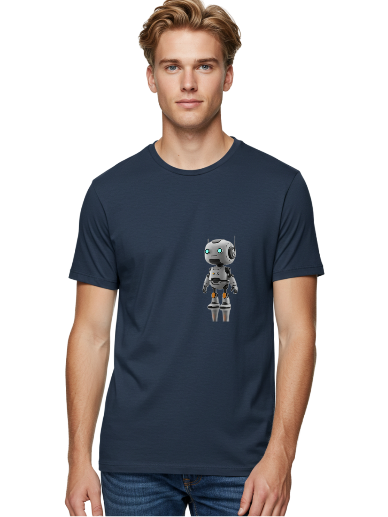 Robot Men'S Graphic Tee, 100% Cotton, Comfortable Casual Summer Wear, Machine Washable, Gray Robot, Artificial Intelligence, Futuristic Design, Robotic Technology, Mechanical Body, Glowing Blue Eyes, Robotic Head, Futuristic Character Bab361 12