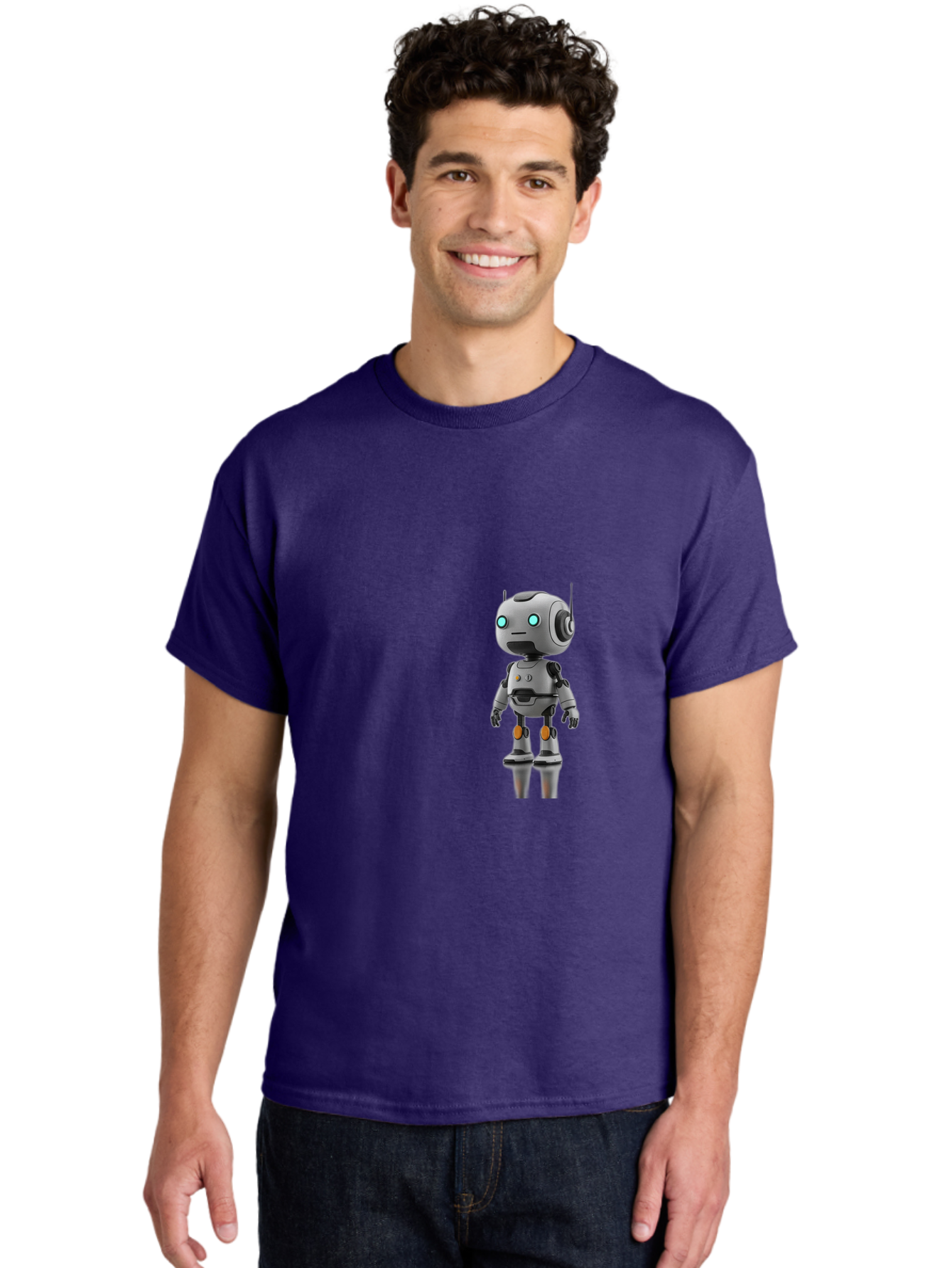 Robot Men'S Graphic Tee, 100% Cotton, Comfortable Casual Summer Wear, Machine Washable, Gray Robot, Artificial Intelligence, Futuristic Design, Robotic Technology, Mechanical Body, Glowing Blue Eyes, Robotic Head, Futuristic Character Bab361 8