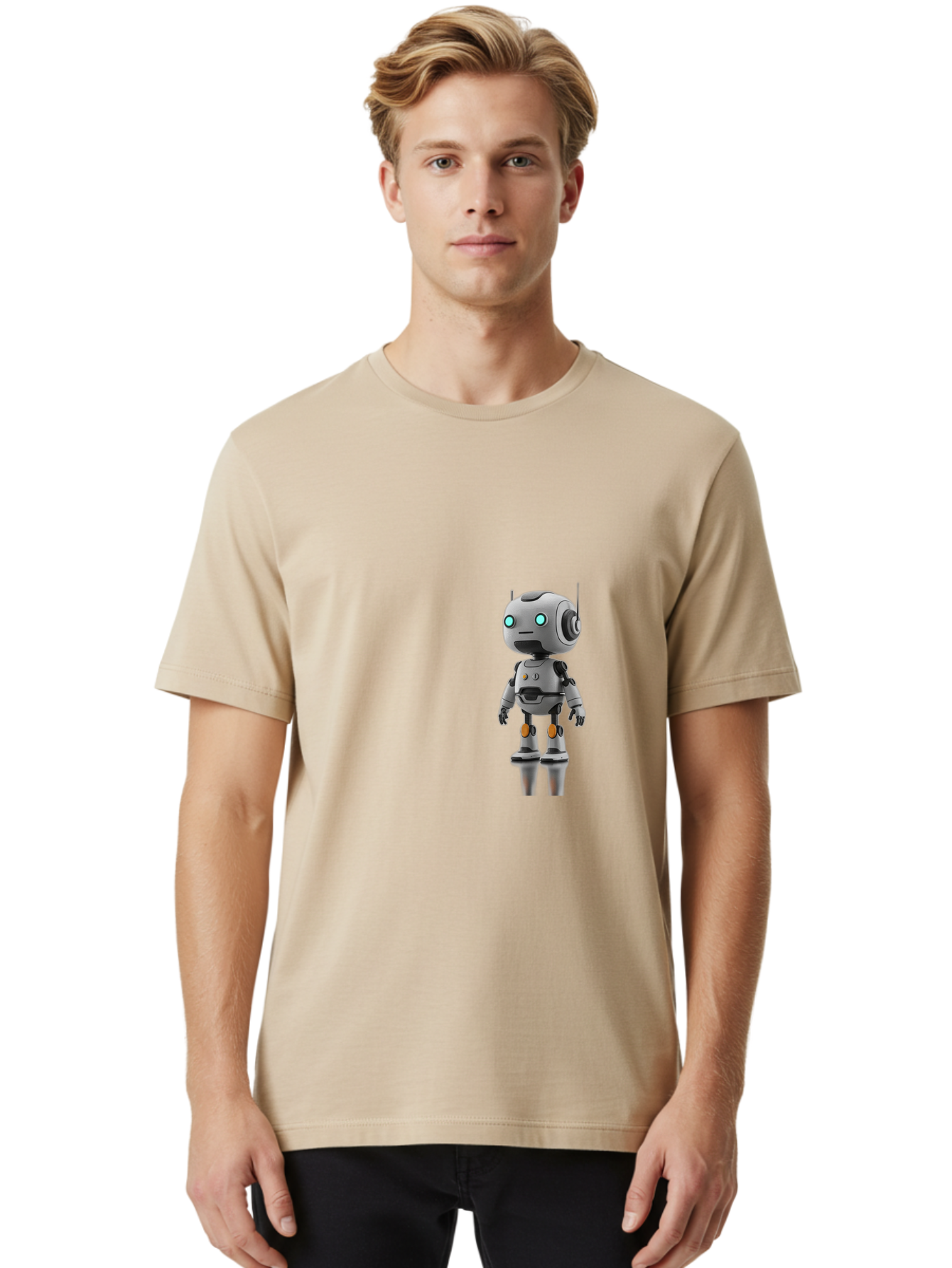 Robot Men'S Graphic Tee, 100% Cotton, Comfortable Casual Summer Wear, Machine Washable, Gray Robot, Artificial Intelligence, Futuristic Design, Robotic Technology, Mechanical Body, Glowing Blue Eyes, Robotic Head, Futuristic Character Bab361 10
