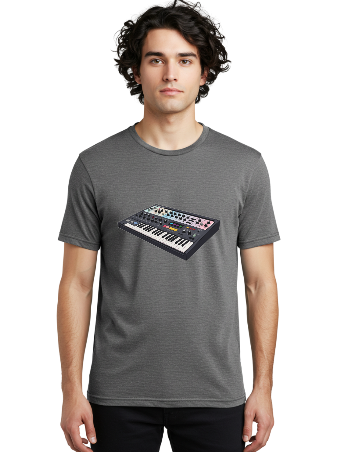 Roland-Jupiter-8 Men'S Graphic Tee, 100% Cotton, Comfortable Casual Summer Wear, Machine Washable, Music Synthesizer, Electronic Keyboard, Midi Controller, Sound Editing, Music Production, Audio Equipment, Musical Instrument, Korg Synthesizer, Bab362 30