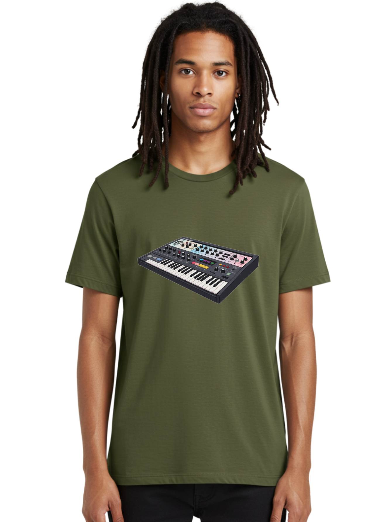 Roland-Jupiter-8 Men'S Graphic Tee, 100% Cotton, Comfortable Casual Summer Wear, Machine Washable, Music Synthesizer, Electronic Keyboard, Midi Controller, Sound Editing, Music Production, Audio Equipment, Musical Instrument, Korg Synthesizer, Bab362 24
