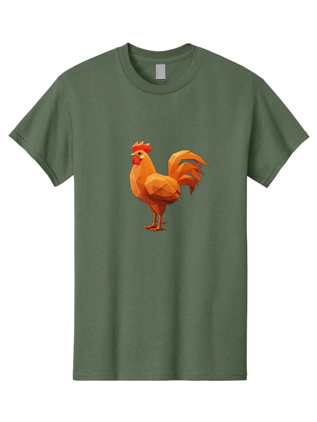 Rooster Men'S Graphic Tee, 100% Cotton, Comfortable Casual Summer Wear, Machine Washable, Low Poly Rooster, Orange Rooster, 3D Rooster, Polygonal Art, Geometric Animal, Farm Animal, Rooster Illustration, Modern Rooster Design, Digital Art Bab363 9
