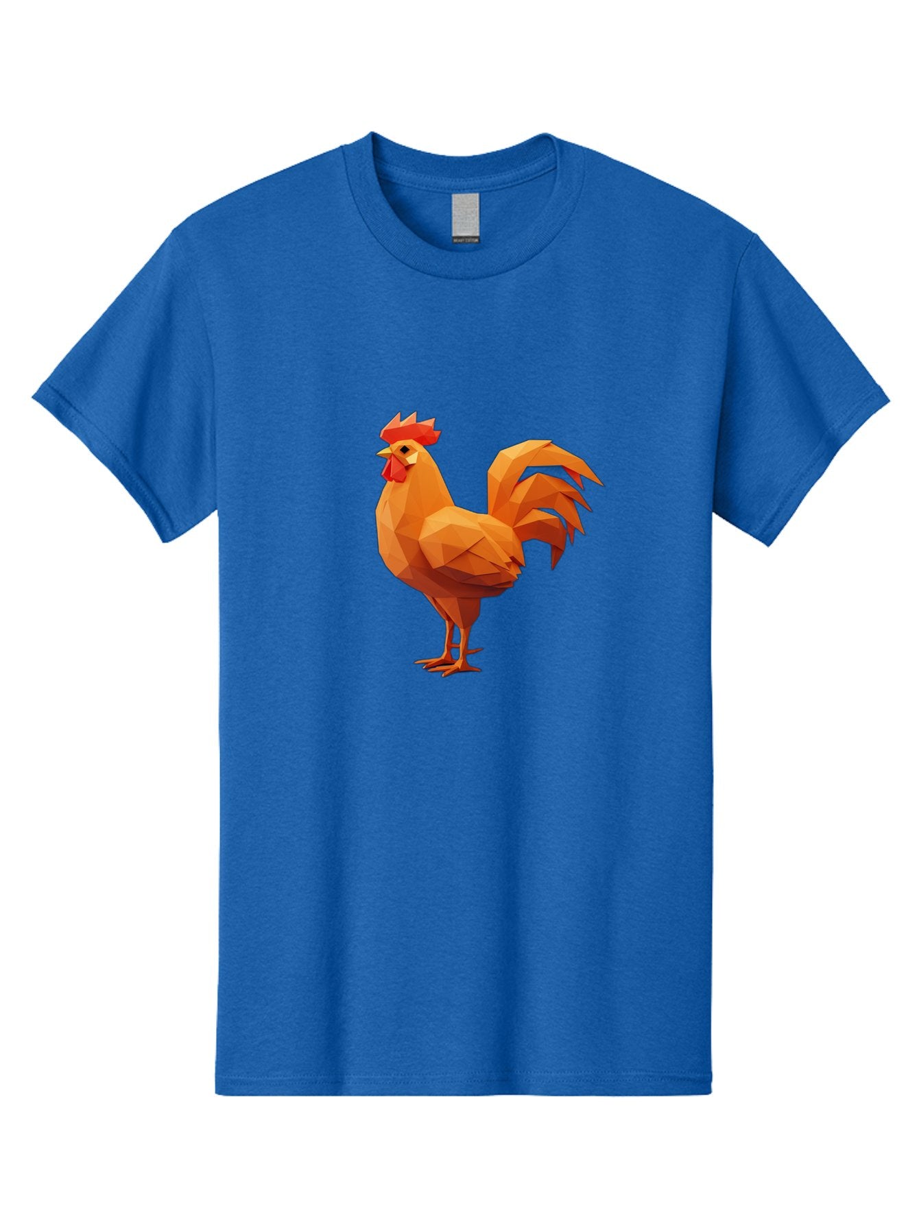Rooster Men'S Graphic Tee, 100% Cotton, Comfortable Casual Summer Wear, Machine Washable, Low Poly Rooster, Orange Rooster, 3D Rooster, Polygonal Art, Geometric Animal, Farm Animal, Rooster Illustration, Modern Rooster Design, Digital Art Bab363 7
