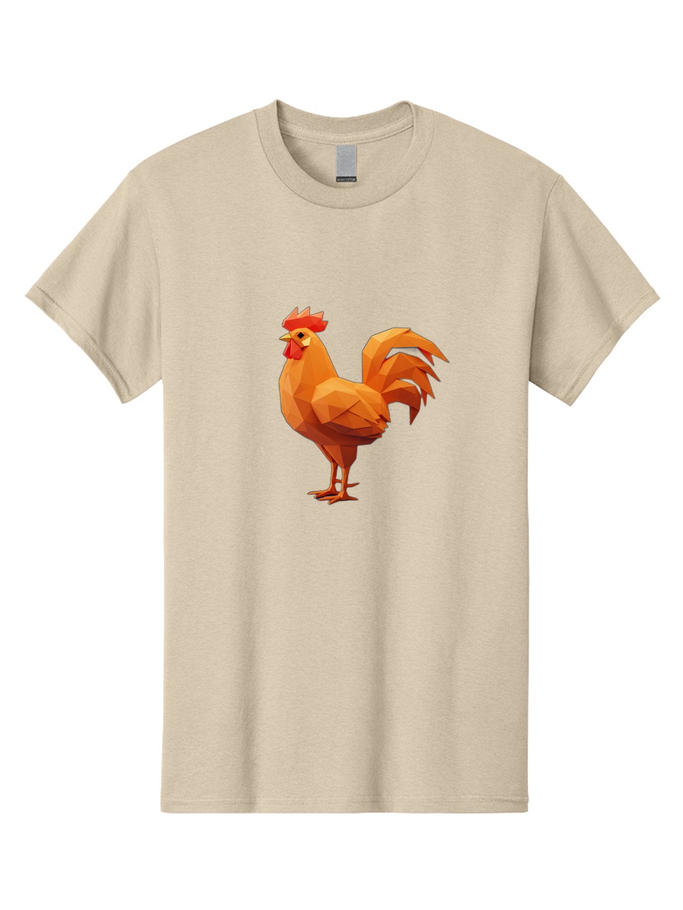 Rooster Men'S Graphic Tee, 100% Cotton, Comfortable Casual Summer Wear, Machine Washable, Low Poly Rooster, Orange Rooster, 3D Rooster, Polygonal Art, Geometric Animal, Farm Animal, Rooster Illustration, Modern Rooster Design, Digital Art Bab363 14