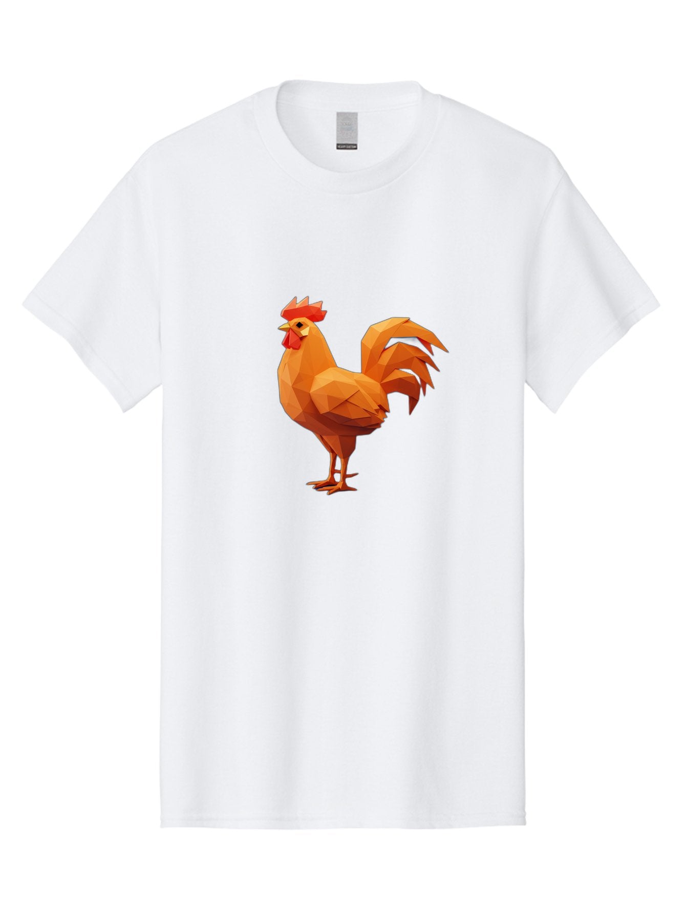Rooster Men'S Graphic Tee, 100% Cotton, Comfortable Casual Summer Wear, Machine Washable, Low Poly Rooster, Orange Rooster, 3D Rooster, Polygonal Art, Geometric Animal, Farm Animal, Rooster Illustration, Modern Rooster Design, Digital Art Bab363 12