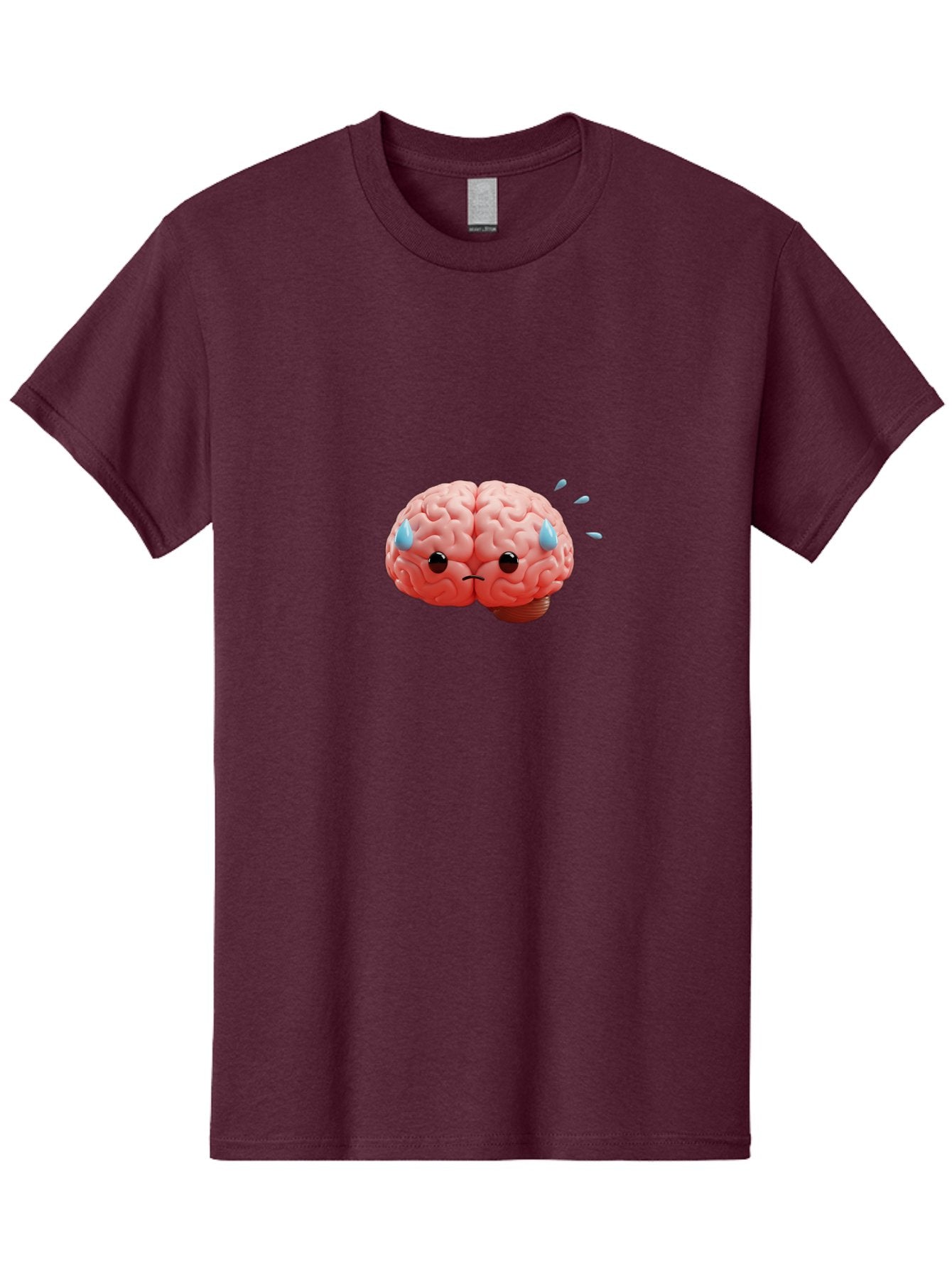 Sad-Brain-1 Men'S Graphic Tee, 100% Cotton, Comfortable Casual Summer Wear, Machine Washable, Sad Brain, Brain With Face, Frowning Brain, Frustrated Thinking, Mental Health, Emotional Brain, Crying Brain, Sad Emotions, Brain Drain, Bab367