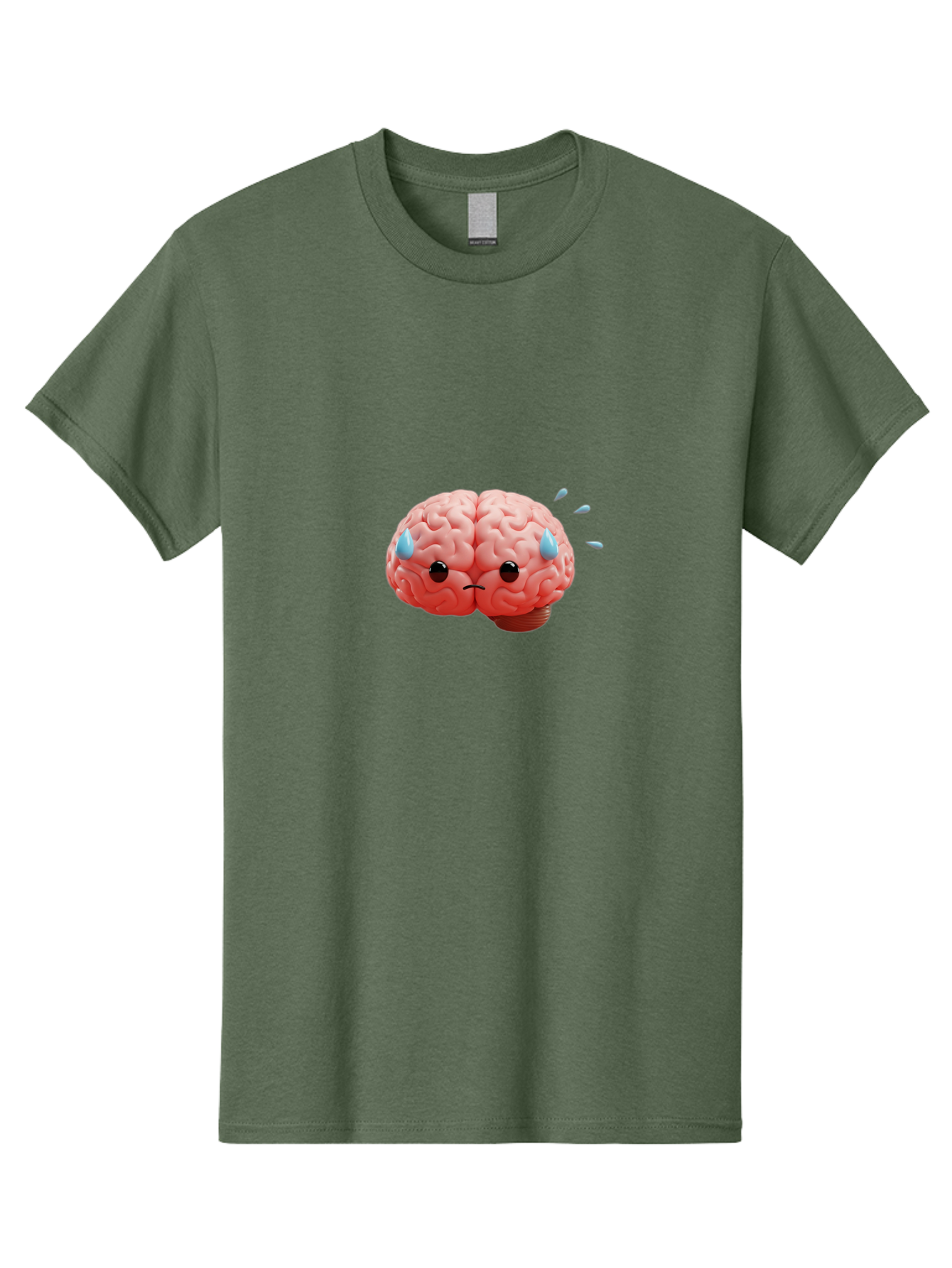 Sad-Brain-1 Men'S Graphic Tee, 100% Cotton, Comfortable Casual Summer Wear, Machine Washable, Sad Brain, Brain With Face, Frowning Brain, Frustrated Thinking, Mental Health, Emotional Brain, Crying Brain, Sad Emotions, Brain Drain, Bab367