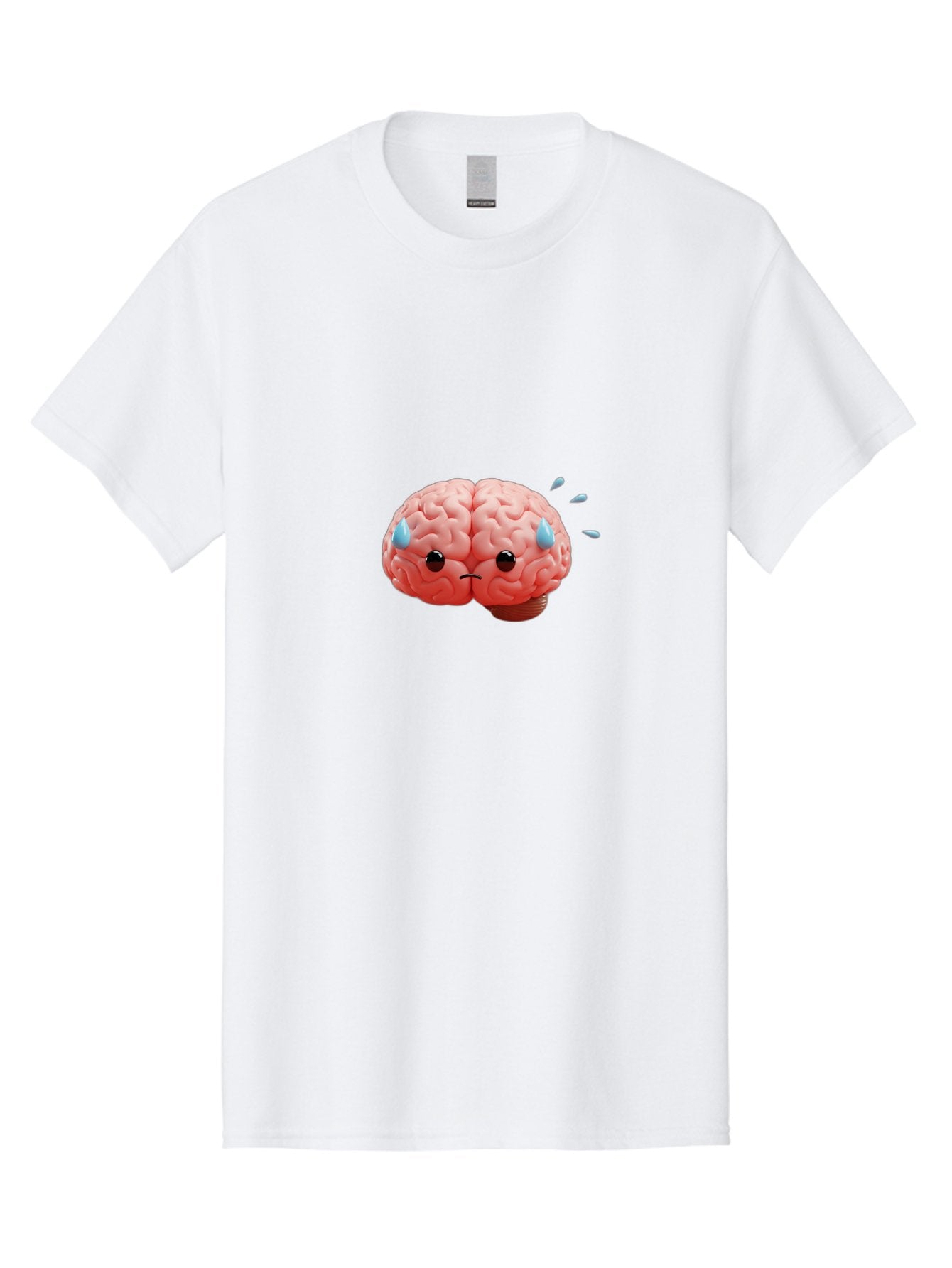 Sad-Brain-1 Men'S Graphic Tee, 100% Cotton, Comfortable Casual Summer Wear, Machine Washable, Sad Brain, Brain With Face, Frowning Brain, Frustrated Thinking, Mental Health, Emotional Brain, Crying Brain, Sad Emotions, Brain Drain, Bab367 3