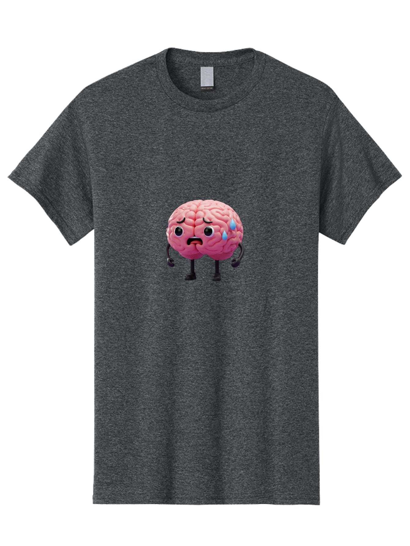 Sad-Brain-2 Men'S Graphic Tee, 100% Cotton, Comfortable Casual Summer Wear, Machine Washable, Cartoon Brain, Sad Face, Blue Tears, Thinking Problems, Mental Struggle, Negative Emotions, Anxiety Feelings Bab368 13
