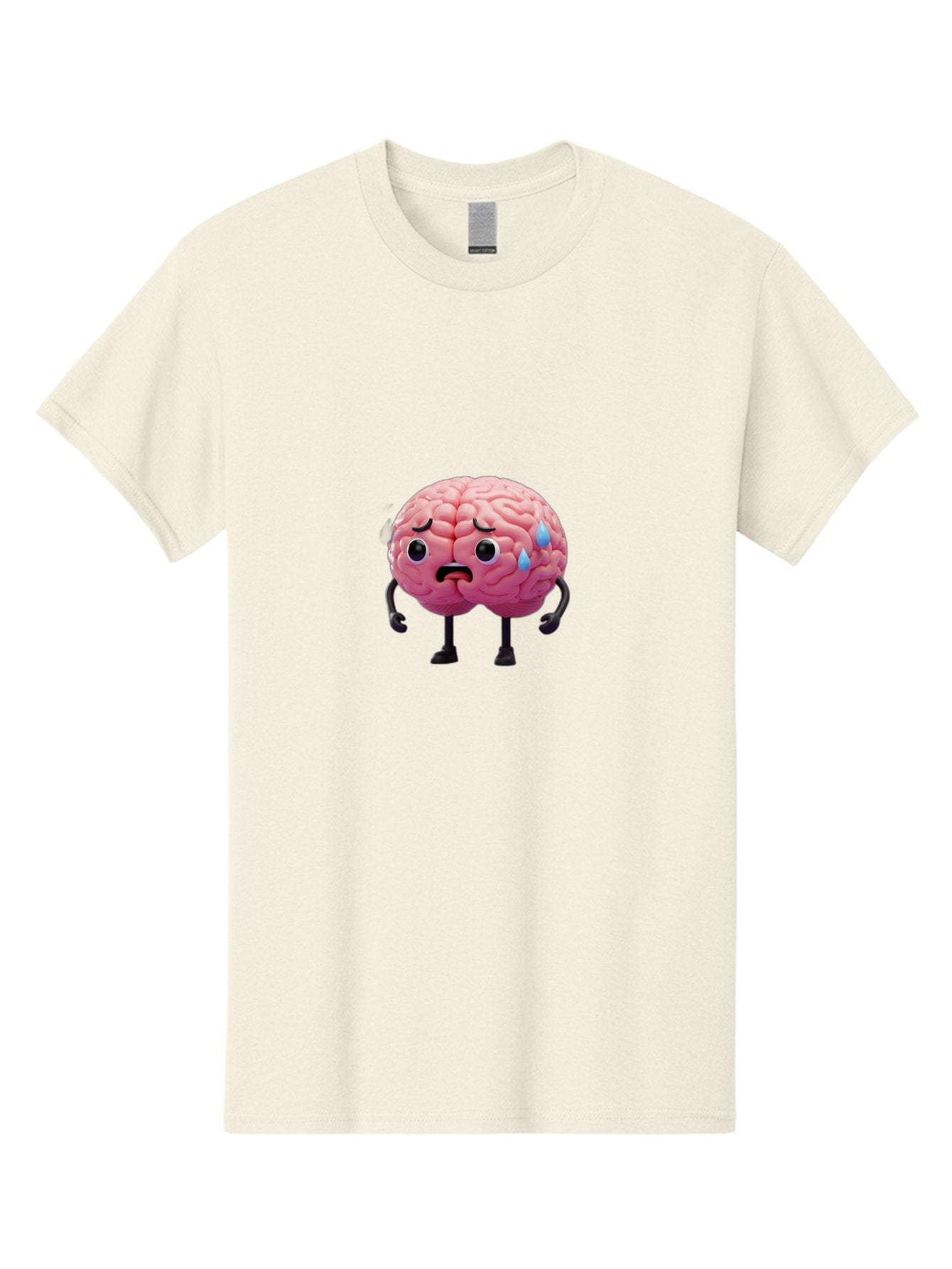 Sad-Brain-2 Men'S Graphic Tee, 100% Cotton, Comfortable Casual Summer Wear, Machine Washable, Cartoon Brain, Sad Face, Blue Tears, Thinking Problems, Mental Struggle, Negative Emotions, Anxiety Feelings Bab368 11