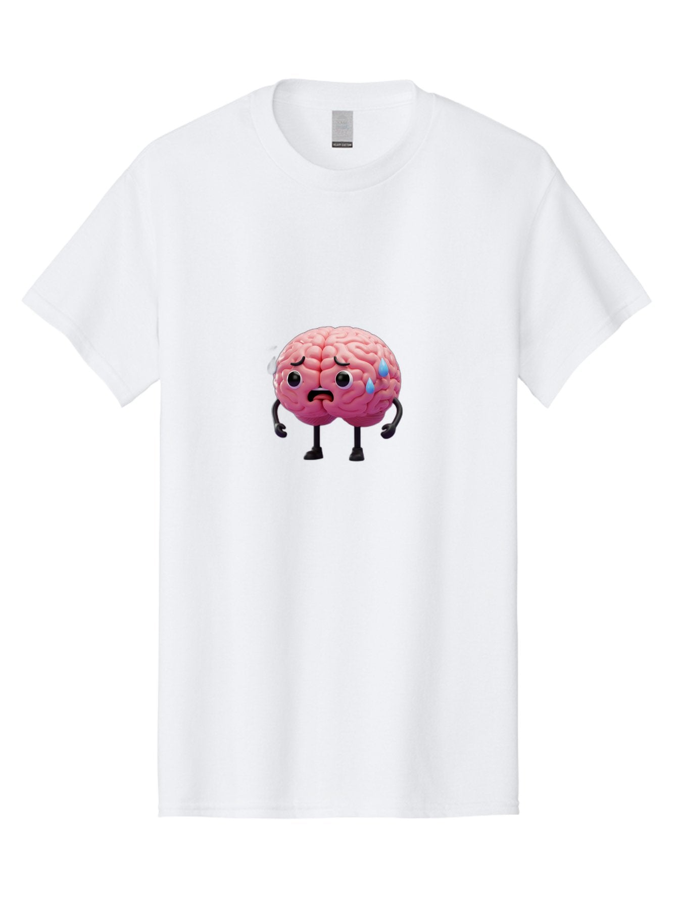 Sad-Brain-2 Men'S Graphic Tee, 100% Cotton, Comfortable Casual Summer Wear, Machine Washable, Cartoon Brain, Sad Face, Blue Tears, Thinking Problems, Mental Struggle, Negative Emotions, Anxiety Feelings Bab368 8