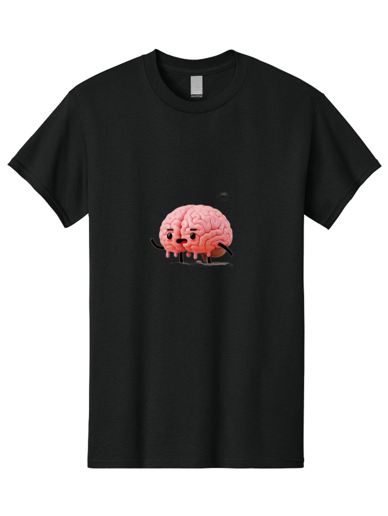 Sad-Brain-3 Men'S Graphic Tee, 100% Cotton, Comfortable Casual Summer Wear, Machine Washable, Cartoon Brain Character, Anthropomorphic Brain, Pink Brain Illustration, Brain With Face, Humorous Brain Design, Gooey Brain Texture, Thinking Brain, Bab369 23