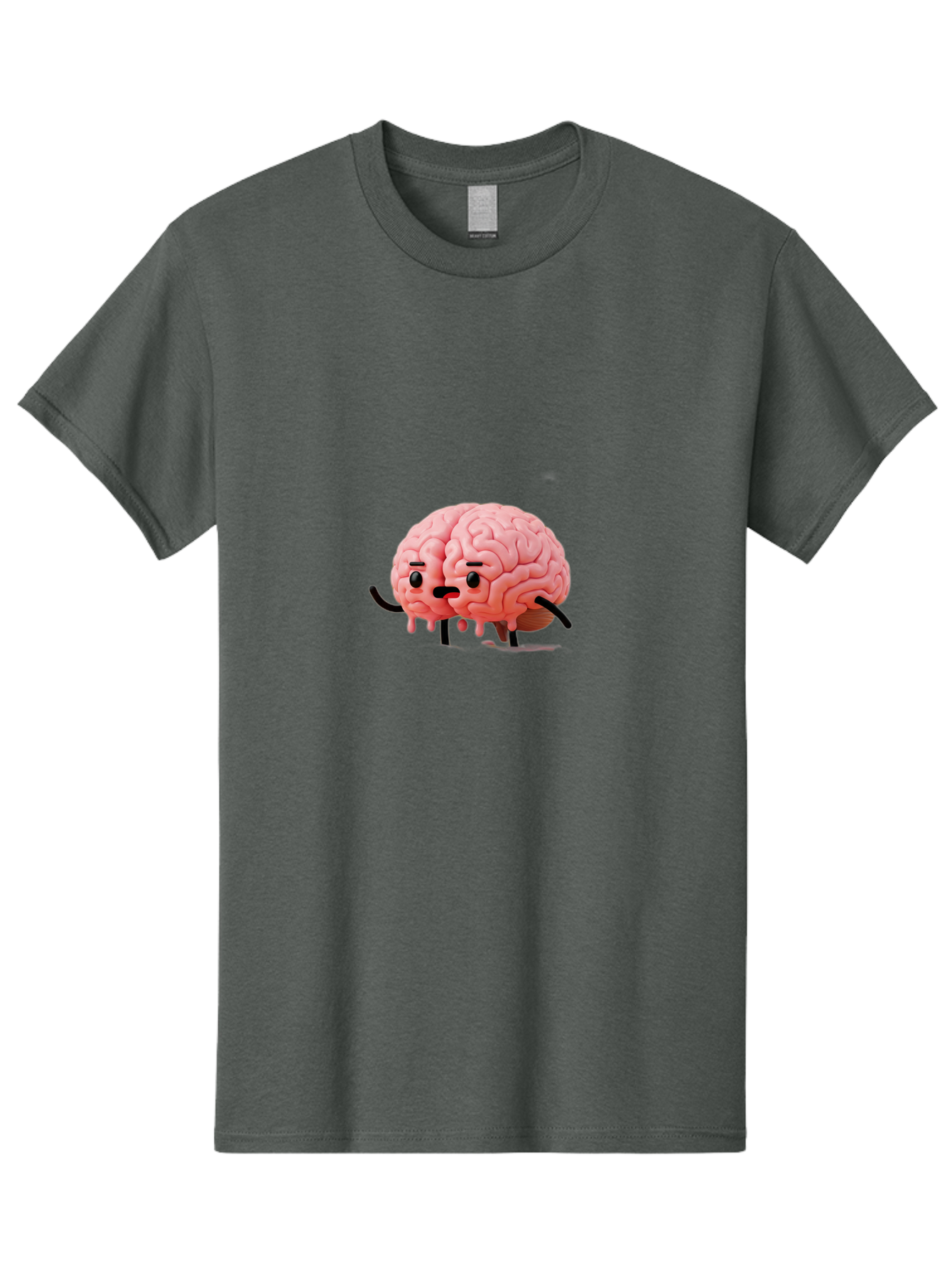 Sad-Brain-3 Men'S Graphic Tee, 100% Cotton, Comfortable Casual Summer Wear, Machine Washable, Cartoon Brain Character, Anthropomorphic Brain, Pink Brain Illustration, Brain With Face, Humorous Brain Design, Gooey Brain Texture, Thinking Brain, Bab369 29