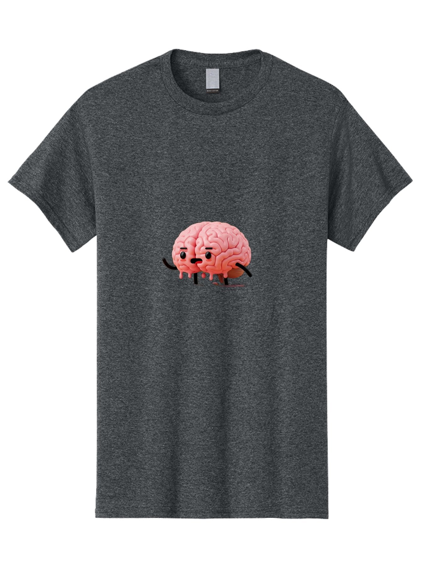 Sad-Brain-3 Men'S Graphic Tee, 100% Cotton, Comfortable Casual Summer Wear, Machine Washable, Cartoon Brain Character, Anthropomorphic Brain, Pink Brain Illustration, Brain With Face, Humorous Brain Design, Gooey Brain Texture, Thinking Brain, Bab369 8