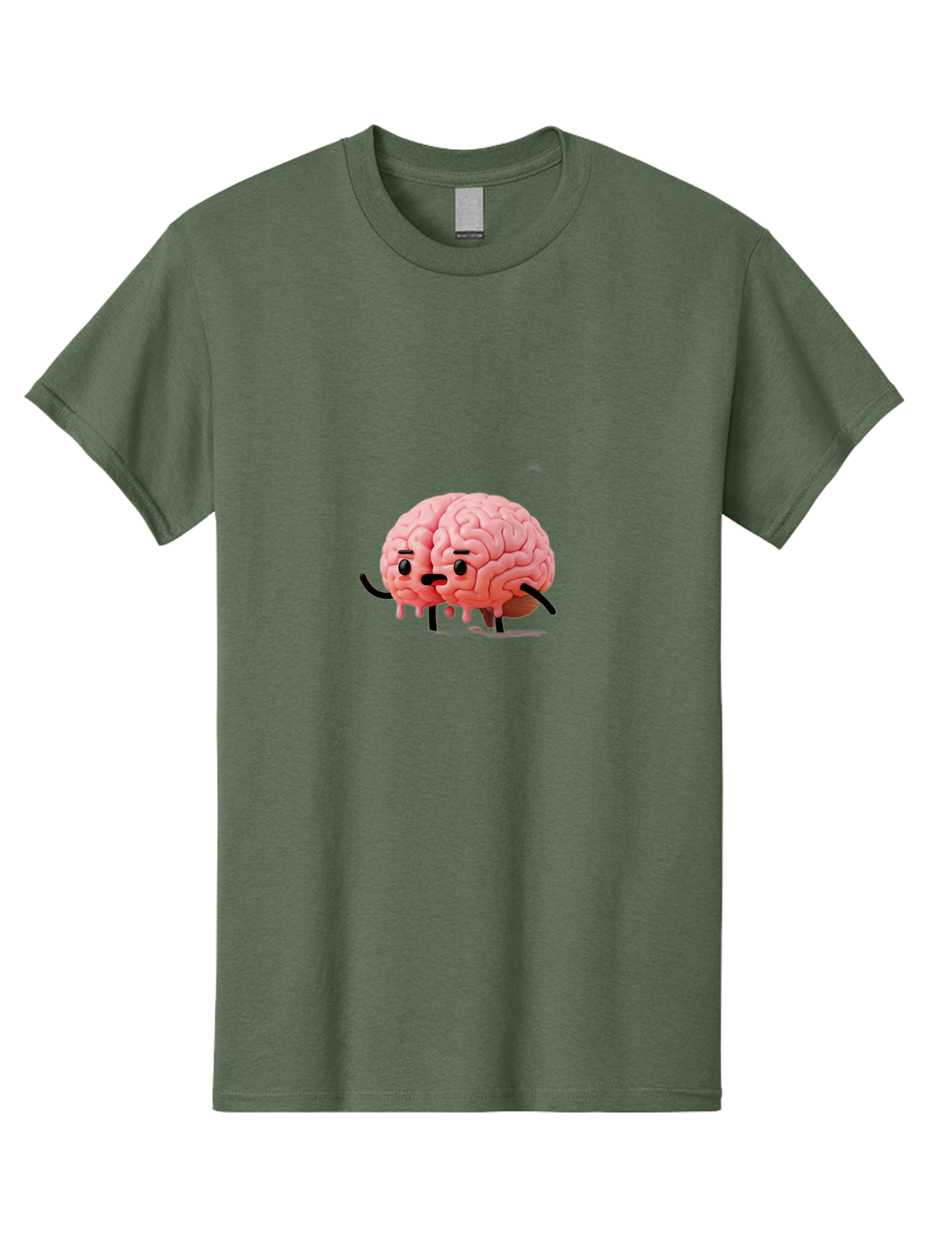 Sad-Brain-3 Men'S Graphic Tee, 100% Cotton, Comfortable Casual Summer Wear, Machine Washable, Cartoon Brain Character, Anthropomorphic Brain, Pink Brain Illustration, Brain With Face, Humorous Brain Design, Gooey Brain Texture, Thinking Brain, Bab369 9