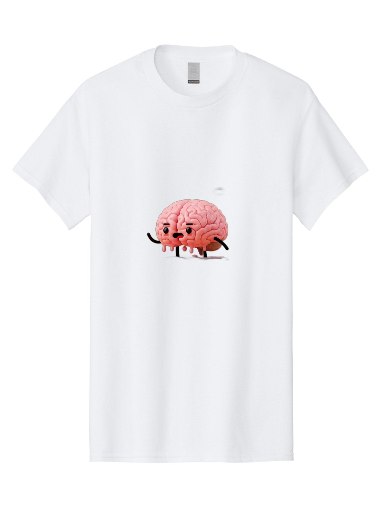 Sad-Brain-3 Men'S Graphic Tee, 100% Cotton, Comfortable Casual Summer Wear, Machine Washable, Cartoon Brain Character, Anthropomorphic Brain, Pink Brain Illustration, Brain With Face, Humorous Brain Design, Gooey Brain Texture, Thinking Brain, Bab369 14
