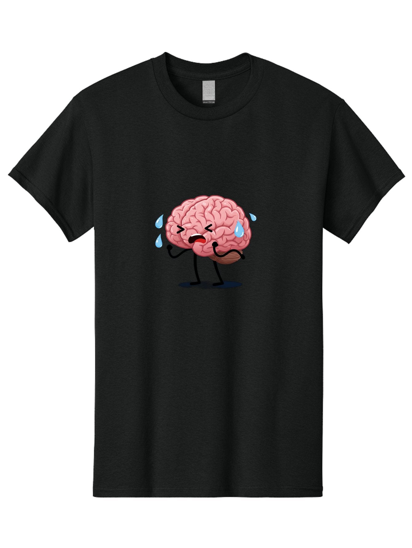 Sad-Brain-4 Men'S Graphic Tee, 100% Cotton, Comfortable Casual Summer Wear, Machine Washable, Tired Brain, Cartoon Character, Stressed Brain, Fatigue, Brain Drain, Mental Exhaustion, Overwhelmed, Anxiety, Stress Response, Emotional Distress, Bab370 11