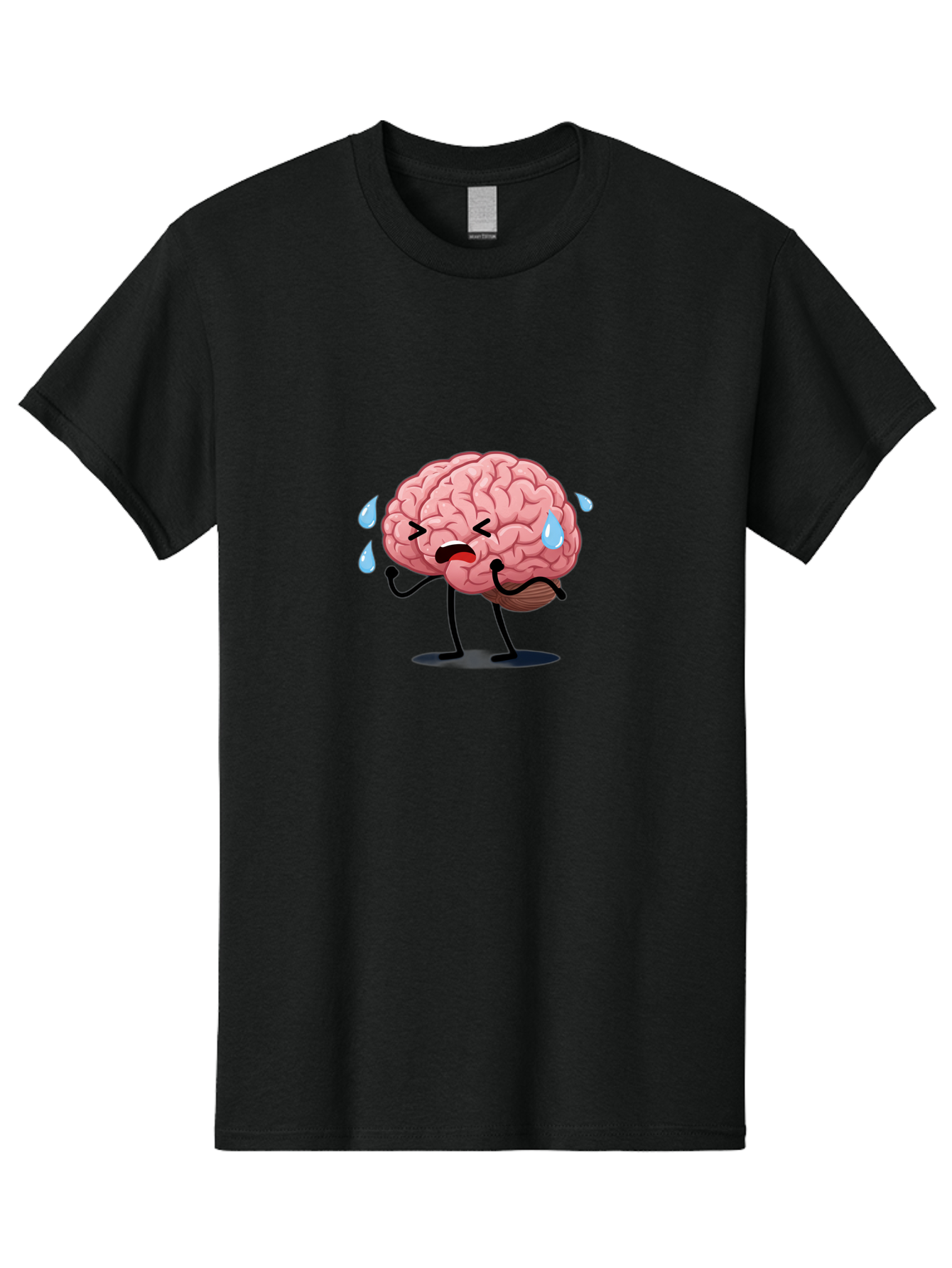 Sad-Brain-4 Men'S Graphic Tee, 100% Cotton, Comfortable Casual Summer Wear, Machine Washable, Tired Brain, Cartoon Character, Stressed Brain, Fatigue, Brain Drain, Mental Exhaustion, Overwhelmed, Anxiety, Stress Response, Emotional Distress, Bab370 7