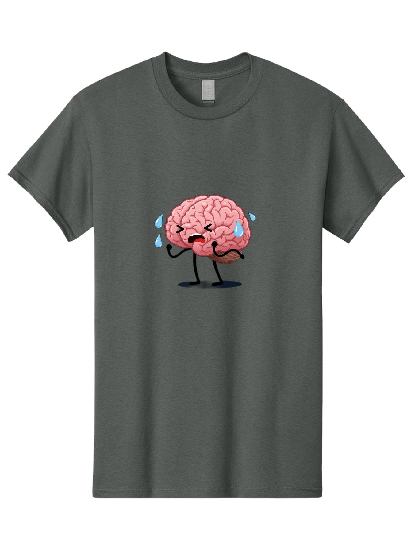 Sad-Brain-4 Men'S Graphic Tee, 100% Cotton, Comfortable Casual Summer Wear, Machine Washable, Tired Brain, Cartoon Character, Stressed Brain, Fatigue, Brain Drain, Mental Exhaustion, Overwhelmed, Anxiety, Stress Response, Emotional Distress, Bab370 12
