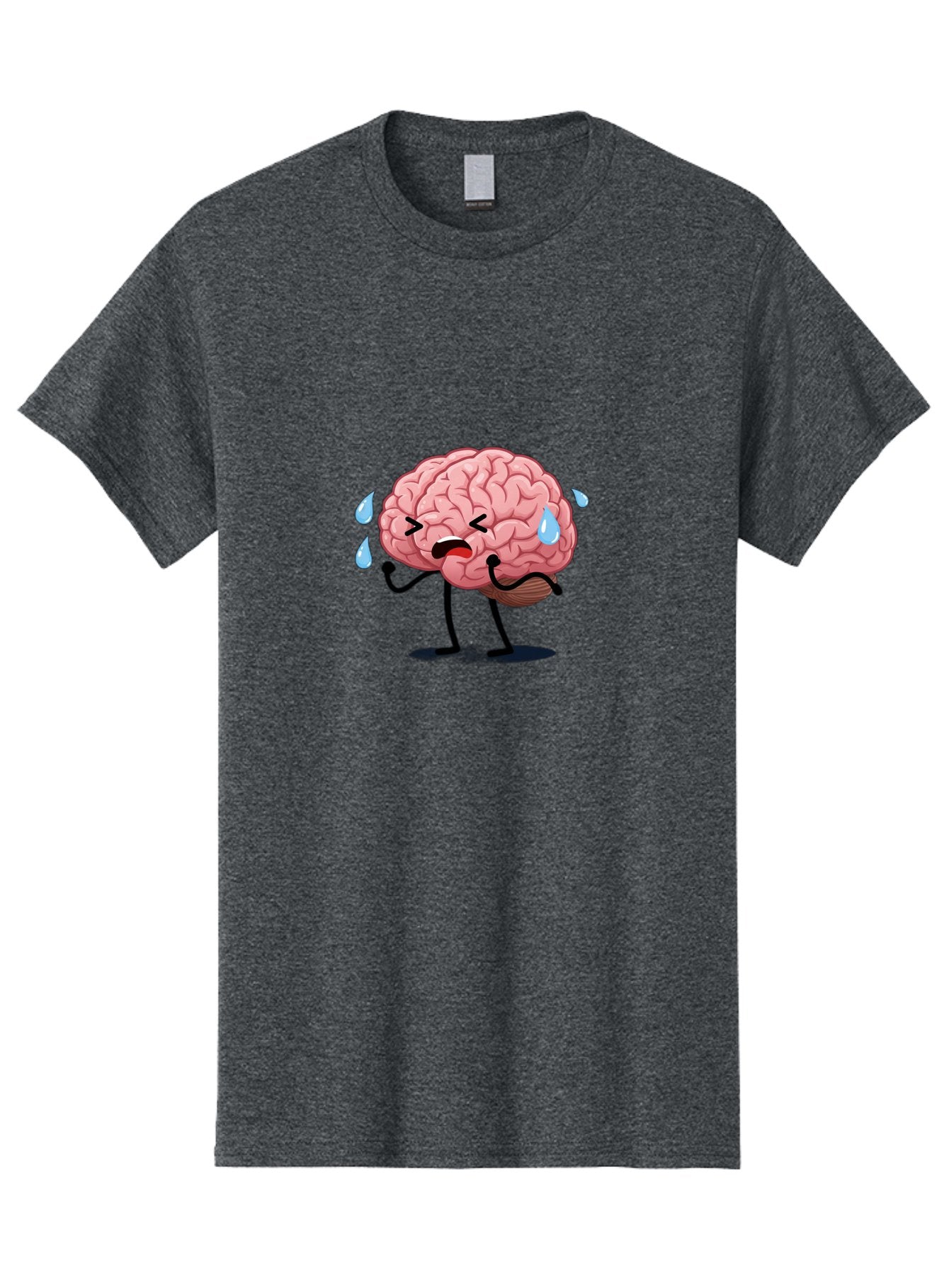 Sad-Brain-4 Men'S Graphic Tee, 100% Cotton, Comfortable Casual Summer Wear, Machine Washable, Tired Brain, Cartoon Character, Stressed Brain, Fatigue, Brain Drain, Mental Exhaustion, Overwhelmed, Anxiety, Stress Response, Emotional Distress, Bab370 9