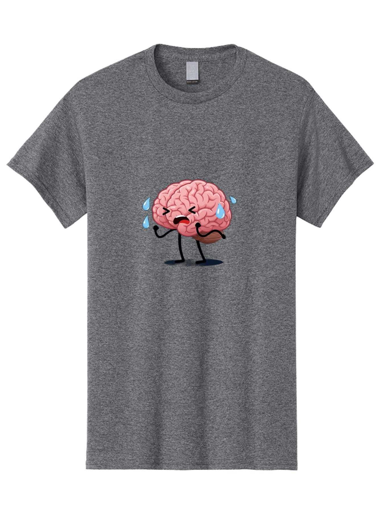 Sad-Brain-4 Men'S Graphic Tee, 100% Cotton, Comfortable Casual Summer Wear, Machine Washable, Tired Brain, Cartoon Character, Stressed Brain, Fatigue, Brain Drain, Mental Exhaustion, Overwhelmed, Anxiety, Stress Response, Emotional Distress, Bab370 8