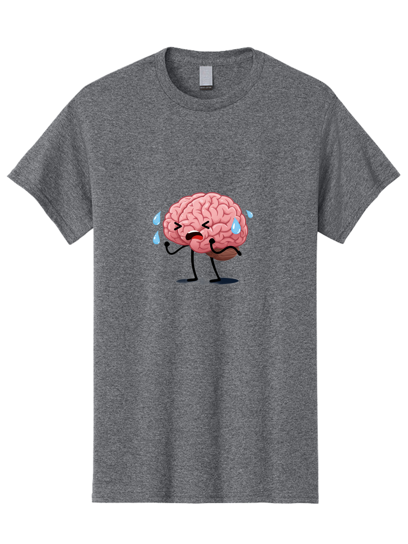Sad-Brain-4 Men'S Graphic Tee, 100% Cotton, Comfortable Casual Summer Wear, Machine Washable, Tired Brain, Cartoon Character, Stressed Brain, Fatigue, Brain Drain, Mental Exhaustion, Overwhelmed, Anxiety, Stress Response, Emotional Distress, Bab370 11