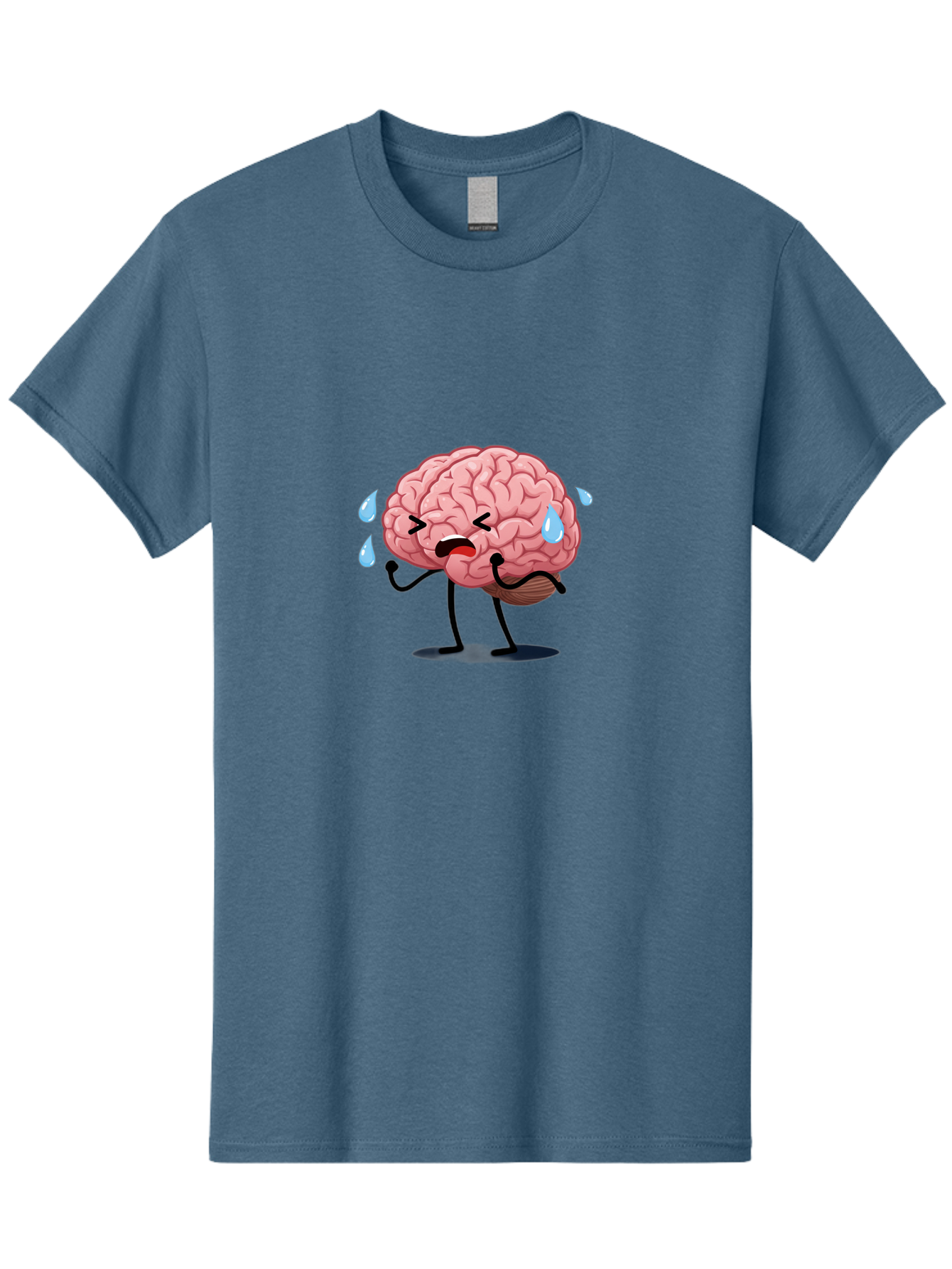 Sad-Brain-4 Men'S Graphic Tee, 100% Cotton, Comfortable Casual Summer Wear, Machine Washable, Tired Brain, Cartoon Character, Stressed Brain, Fatigue, Brain Drain, Mental Exhaustion, Overwhelmed, Anxiety, Stress Response, Emotional Distress, Bab370 15