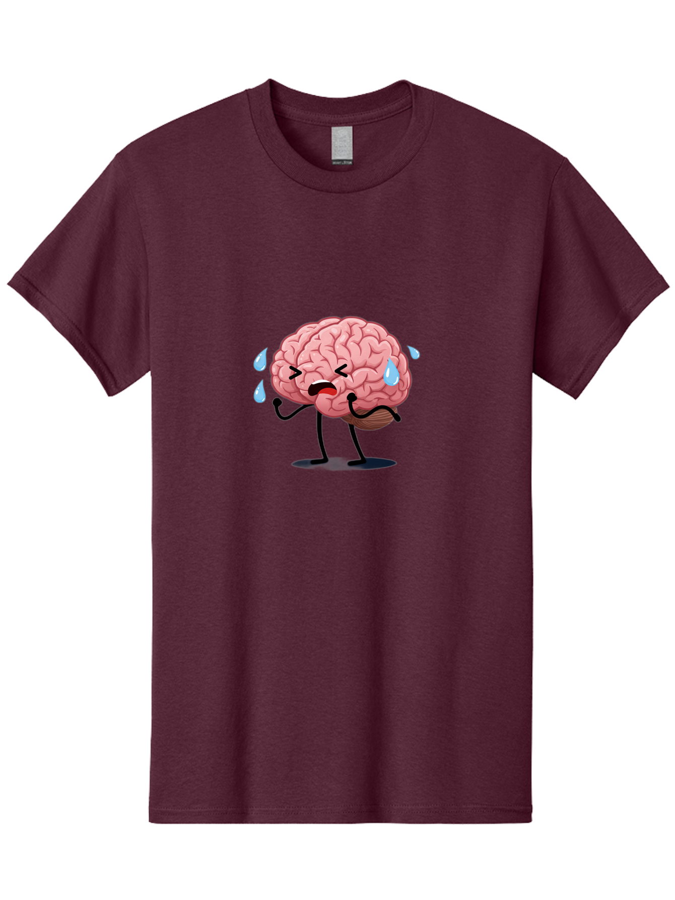 Sad-Brain-4 Men'S Graphic Tee, 100% Cotton, Comfortable Casual Summer Wear, Machine Washable, Tired Brain, Cartoon Character, Stressed Brain, Fatigue, Brain Drain, Mental Exhaustion, Overwhelmed, Anxiety, Stress Response, Emotional Distress, Bab370 21