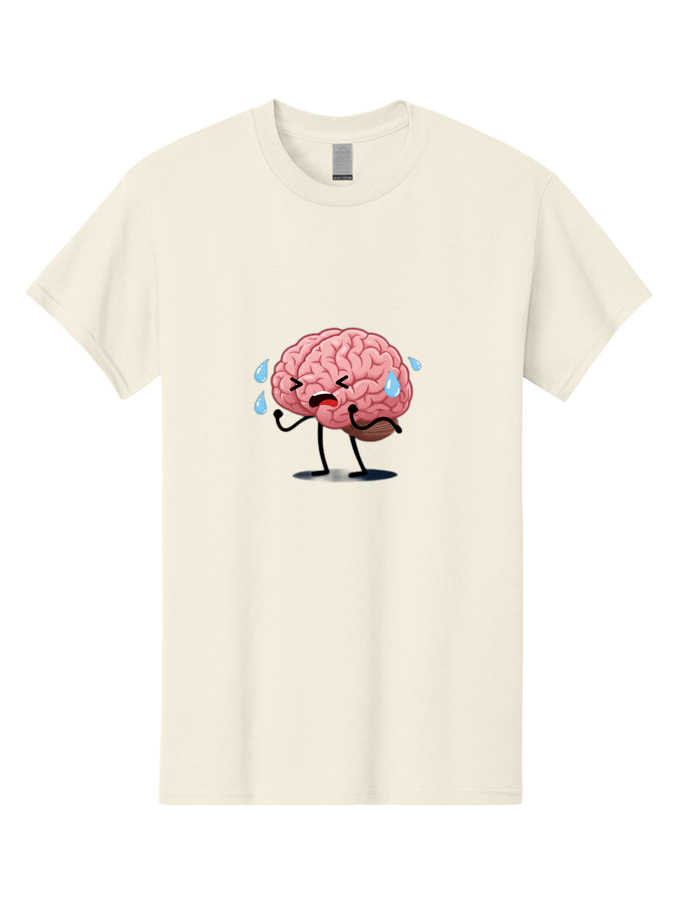 Sad-Brain-4 Men'S Graphic Tee, 100% Cotton, Comfortable Casual Summer Wear, Machine Washable, Tired Brain, Cartoon Character, Stressed Brain, Fatigue, Brain Drain, Mental Exhaustion, Overwhelmed, Anxiety, Stress Response, Emotional Distress, Bab370 29