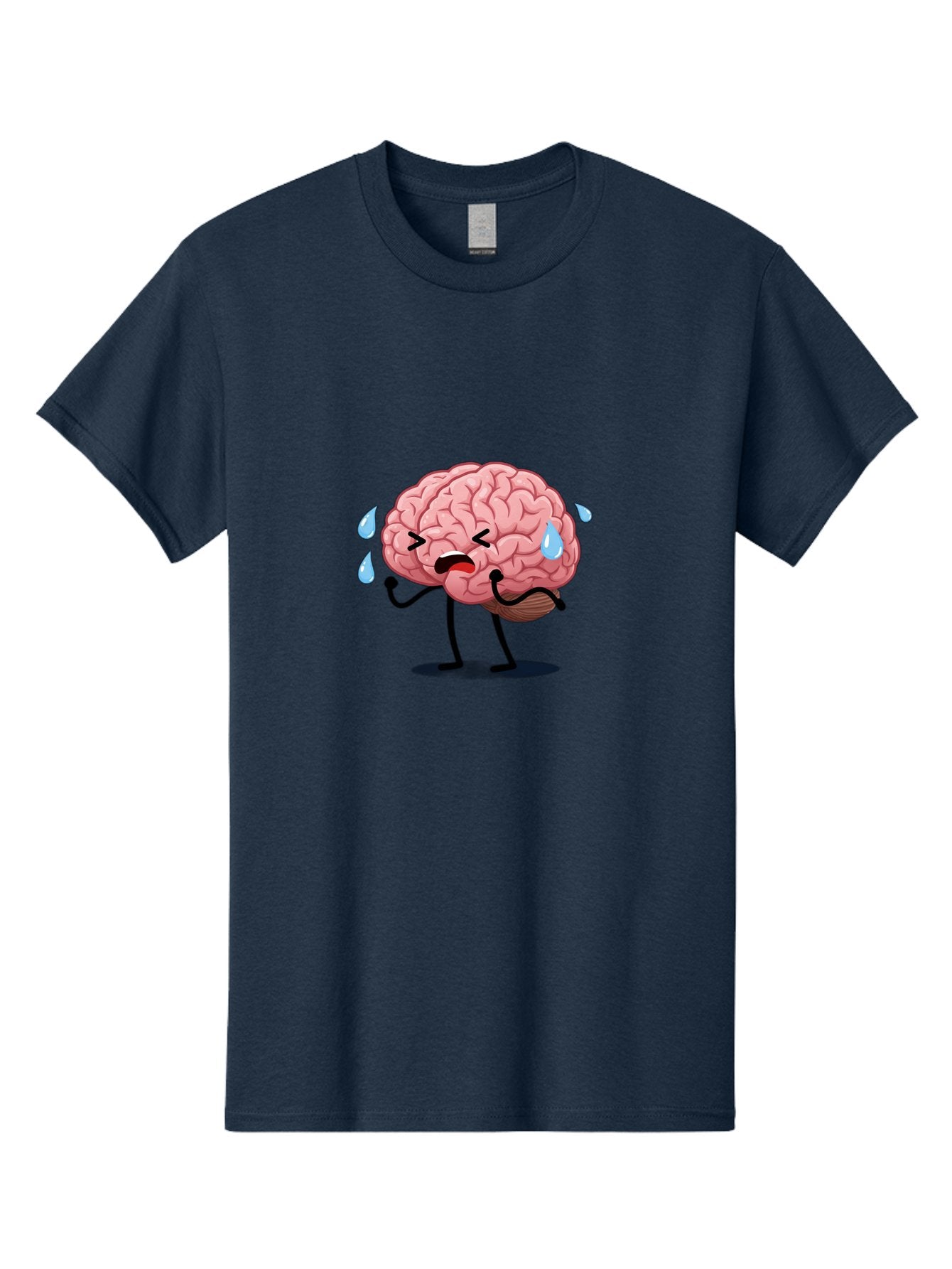 Sad-Brain-4 Men'S Graphic Tee, 100% Cotton, Comfortable Casual Summer Wear, Machine Washable, Tired Brain, Cartoon Character, Stressed Brain, Fatigue, Brain Drain, Mental Exhaustion, Overwhelmed, Anxiety, Stress Response, Emotional Distress, Bab370 6