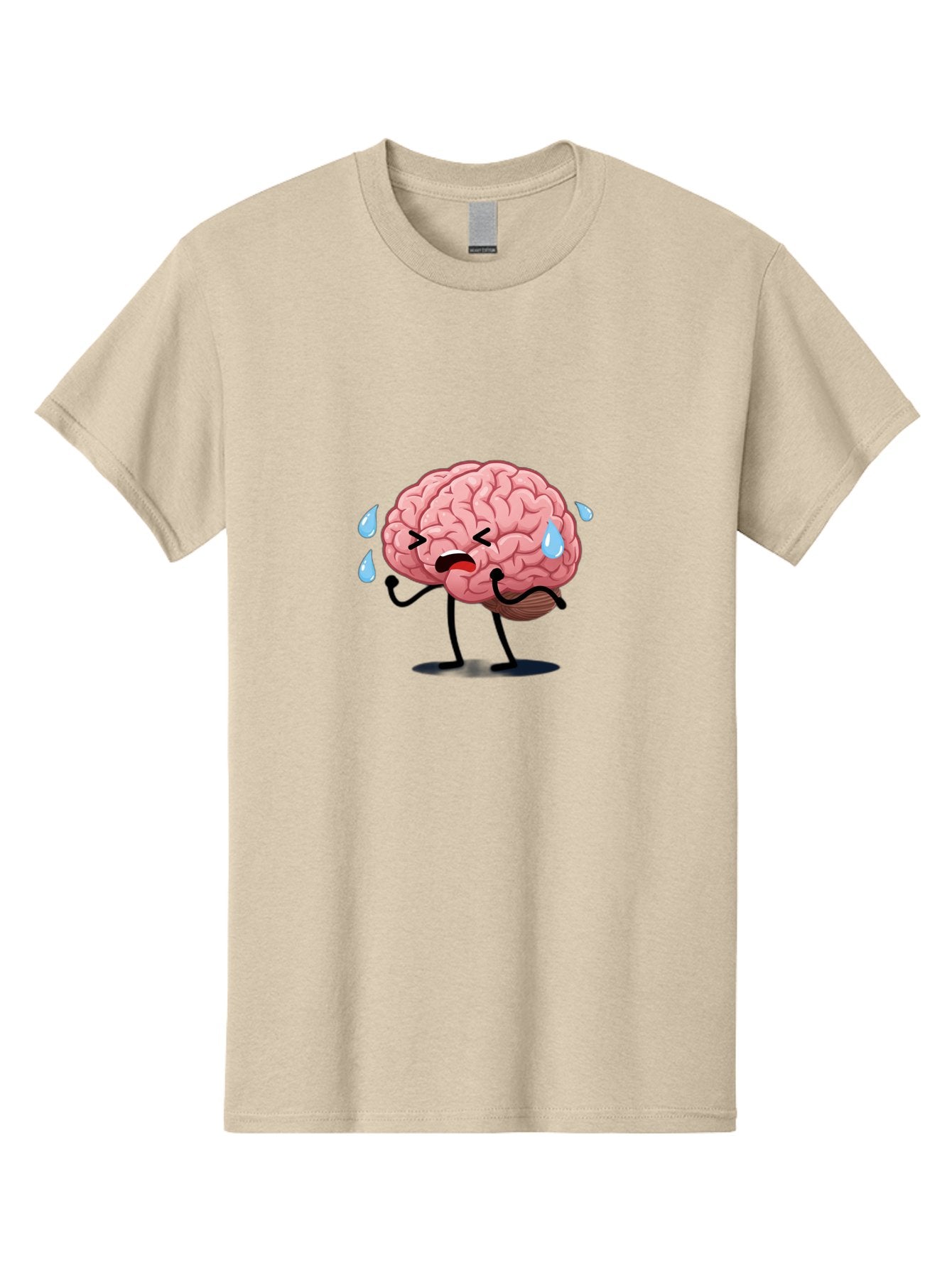 Sad-Brain-4 Men'S Graphic Tee, 100% Cotton, Comfortable Casual Summer Wear, Machine Washable, Tired Brain, Cartoon Character, Stressed Brain, Fatigue, Brain Drain, Mental Exhaustion, Overwhelmed, Anxiety, Stress Response, Emotional Distress, Bab370 4