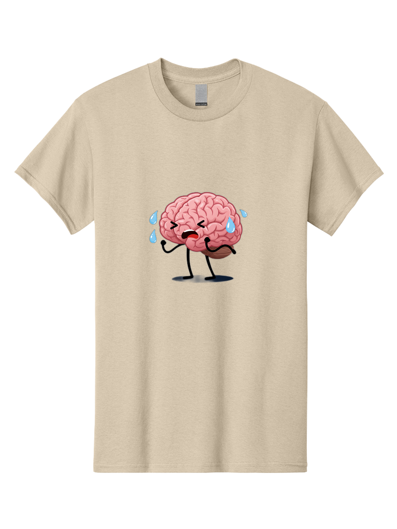 Sad-Brain-4 Men'S Graphic Tee, 100% Cotton, Comfortable Casual Summer Wear, Machine Washable, Tired Brain, Cartoon Character, Stressed Brain, Fatigue, Brain Drain, Mental Exhaustion, Overwhelmed, Anxiety, Stress Response, Emotional Distress, Bab370 23
