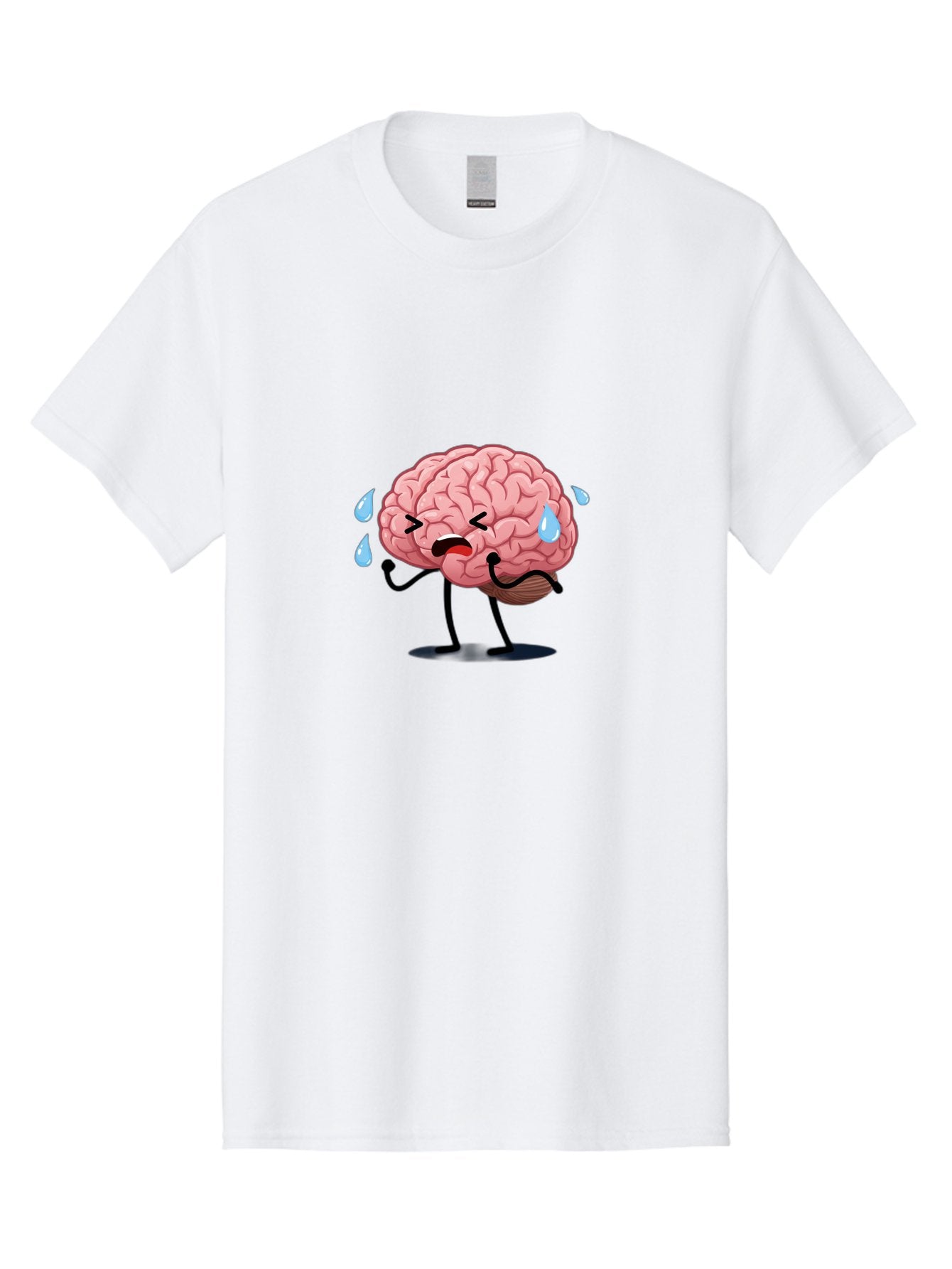 Sad-Brain-4 Men'S Graphic Tee, 100% Cotton, Comfortable Casual Summer Wear, Machine Washable, Tired Brain, Cartoon Character, Stressed Brain, Fatigue, Brain Drain, Mental Exhaustion, Overwhelmed, Anxiety, Stress Response, Emotional Distress, Bab370 10