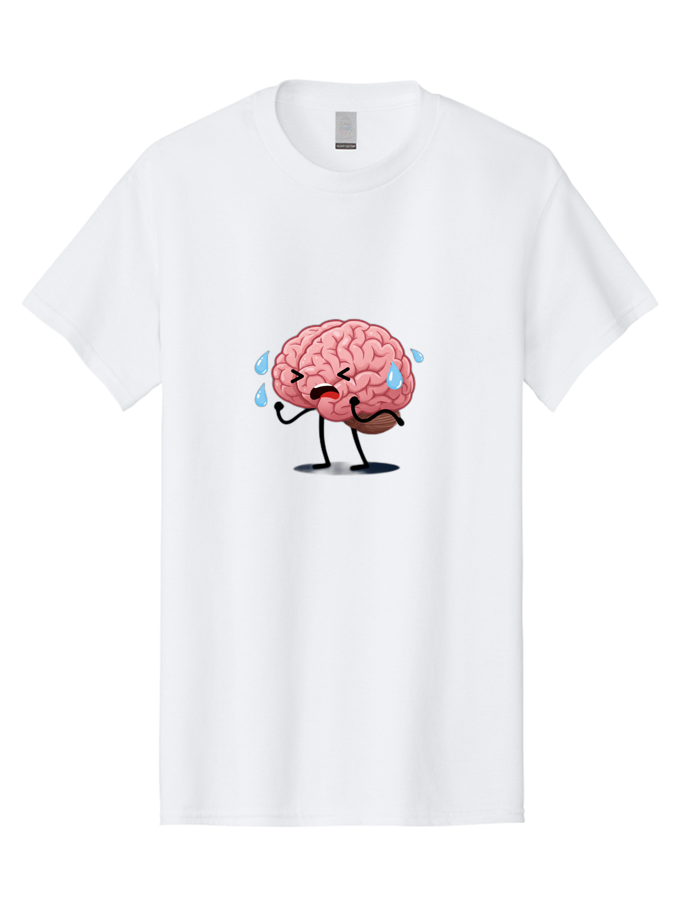 Sad-Brain-4 Men'S Graphic Tee, 100% Cotton, Comfortable Casual Summer Wear, Machine Washable, Tired Brain, Cartoon Character, Stressed Brain, Fatigue, Brain Drain, Mental Exhaustion, Overwhelmed, Anxiety, Stress Response, Emotional Distress, Bab370 27