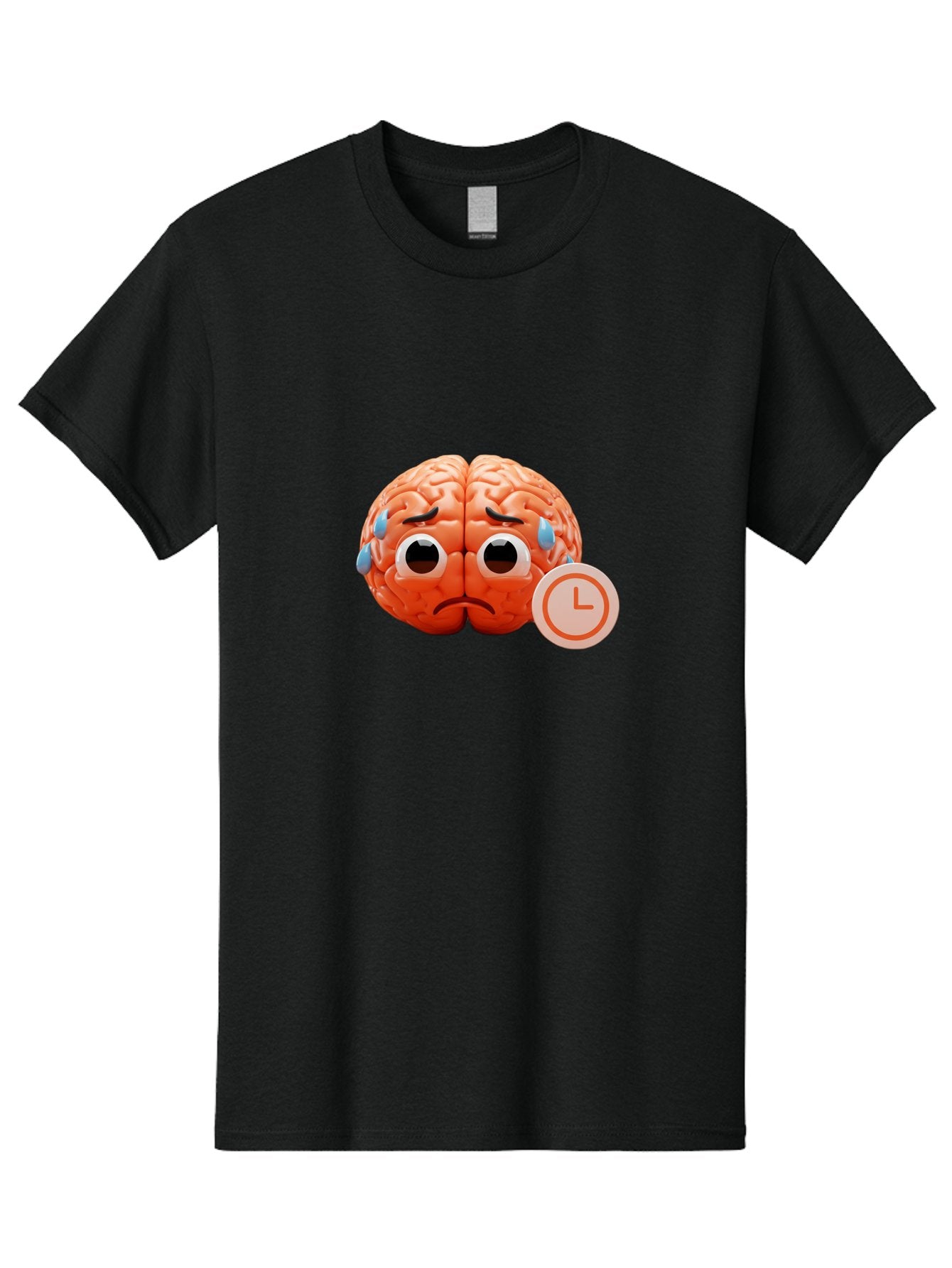 Sad-Brain Men'S Graphic Tee, 100% Cotton, Comfortable Casual Summer Wear, Machine Washable, Sad Brain, Stressed Brain, Anxiety, Frowning Face, Tears, Mental Health, Brain Fatigue, Stress Emotions, Frustration, Cartoon Brain Bab371 3