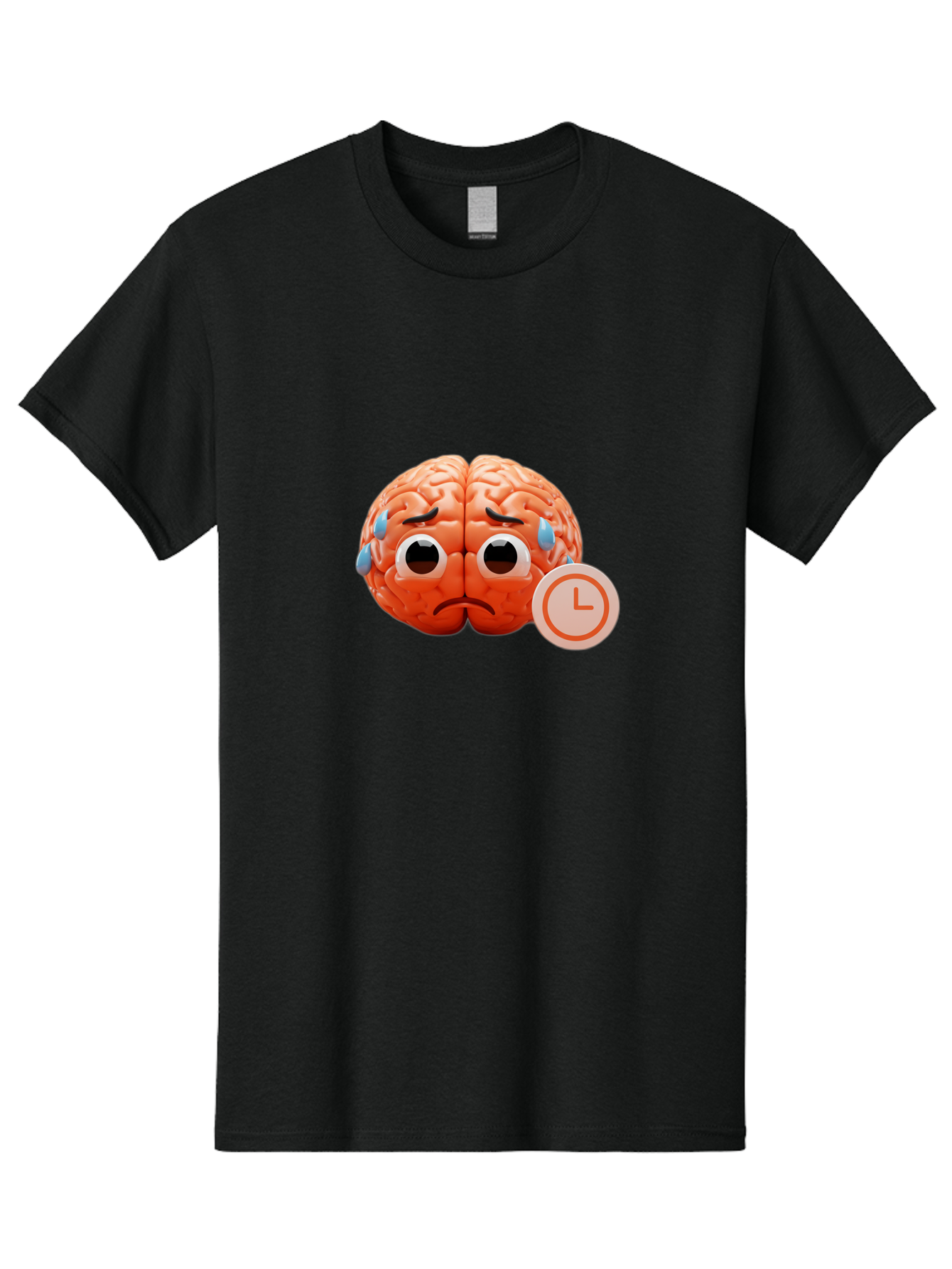 Sad-Brain Men'S Graphic Tee, 100% Cotton, Comfortable Casual Summer Wear, Machine Washable, Sad Brain, Stressed Brain, Anxiety, Frowning Face, Tears, Mental Health, Brain Fatigue, Stress Emotions, Frustration, Cartoon Brain Bab371 17