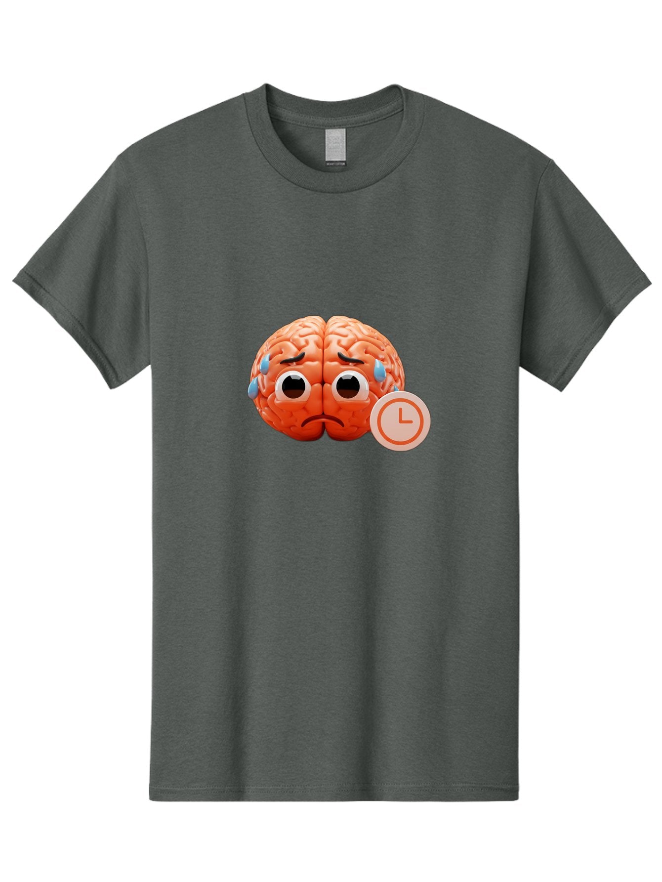 Sad-Brain Men'S Graphic Tee, 100% Cotton, Comfortable Casual Summer Wear, Machine Washable, Sad Brain, Stressed Brain, Anxiety, Frowning Face, Tears, Mental Health, Brain Fatigue, Stress Emotions, Frustration, Cartoon Brain Bab371 13