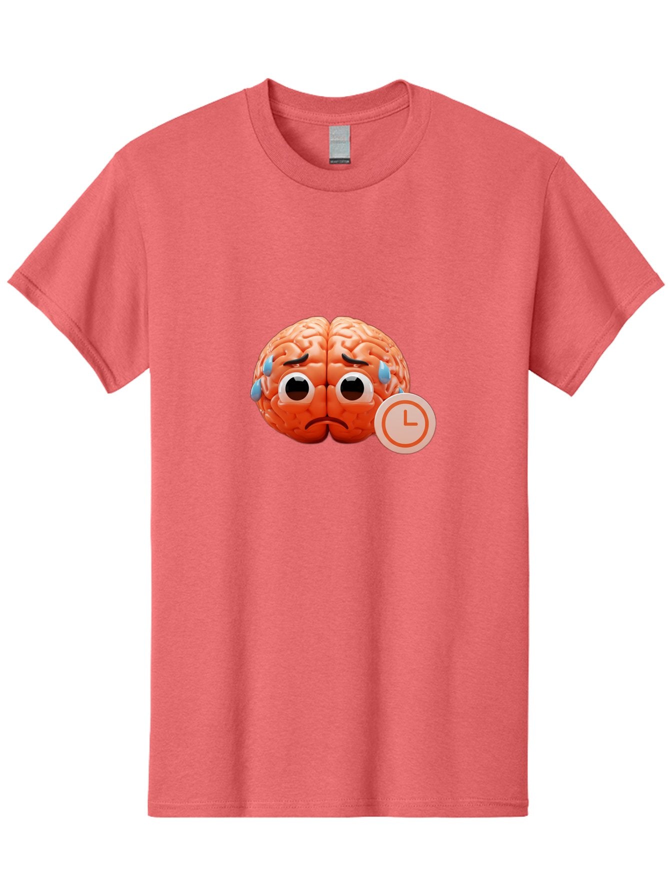 Sad-Brain Men'S Graphic Tee, 100% Cotton, Comfortable Casual Summer Wear, Machine Washable, Sad Brain, Stressed Brain, Anxiety, Frowning Face, Tears, Mental Health, Brain Fatigue, Stress Emotions, Frustration, Cartoon Brain Bab371 5