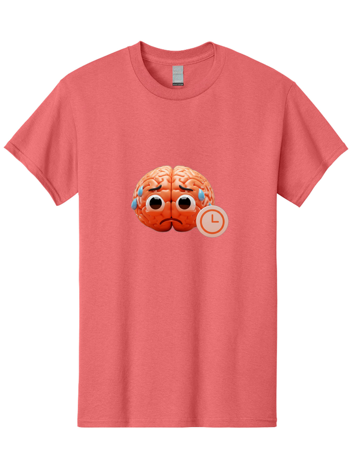 Sad-Brain Men'S Graphic Tee, 100% Cotton, Comfortable Casual Summer Wear, Machine Washable, Sad Brain, Stressed Brain, Anxiety, Frowning Face, Tears, Mental Health, Brain Fatigue, Stress Emotions, Frustration, Cartoon Brain Bab371 15