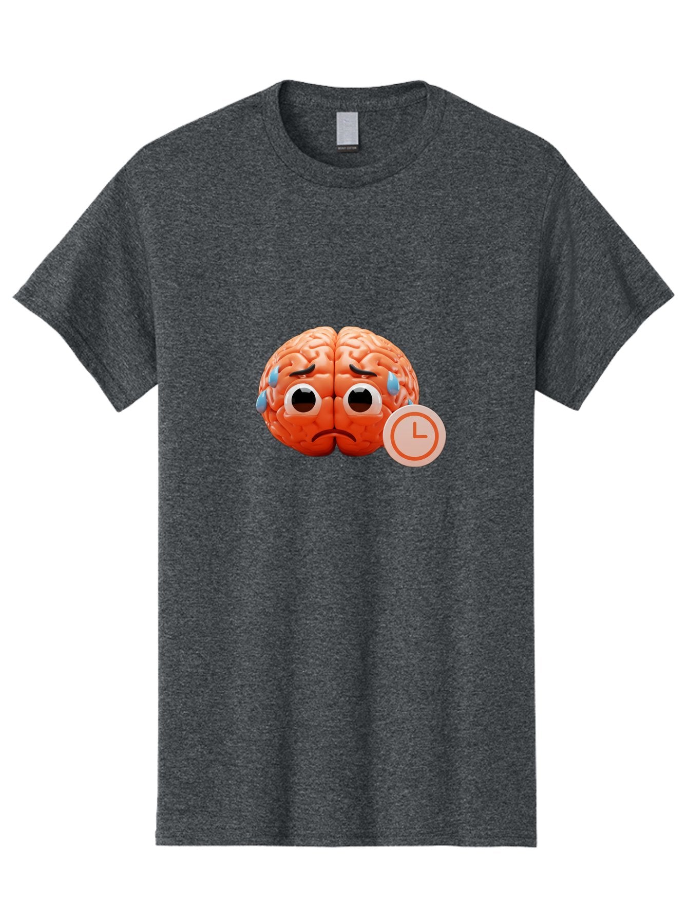Sad-Brain Men'S Graphic Tee, 100% Cotton, Comfortable Casual Summer Wear, Machine Washable, Sad Brain, Stressed Brain, Anxiety, Frowning Face, Tears, Mental Health, Brain Fatigue, Stress Emotions, Frustration, Cartoon Brain Bab371 4