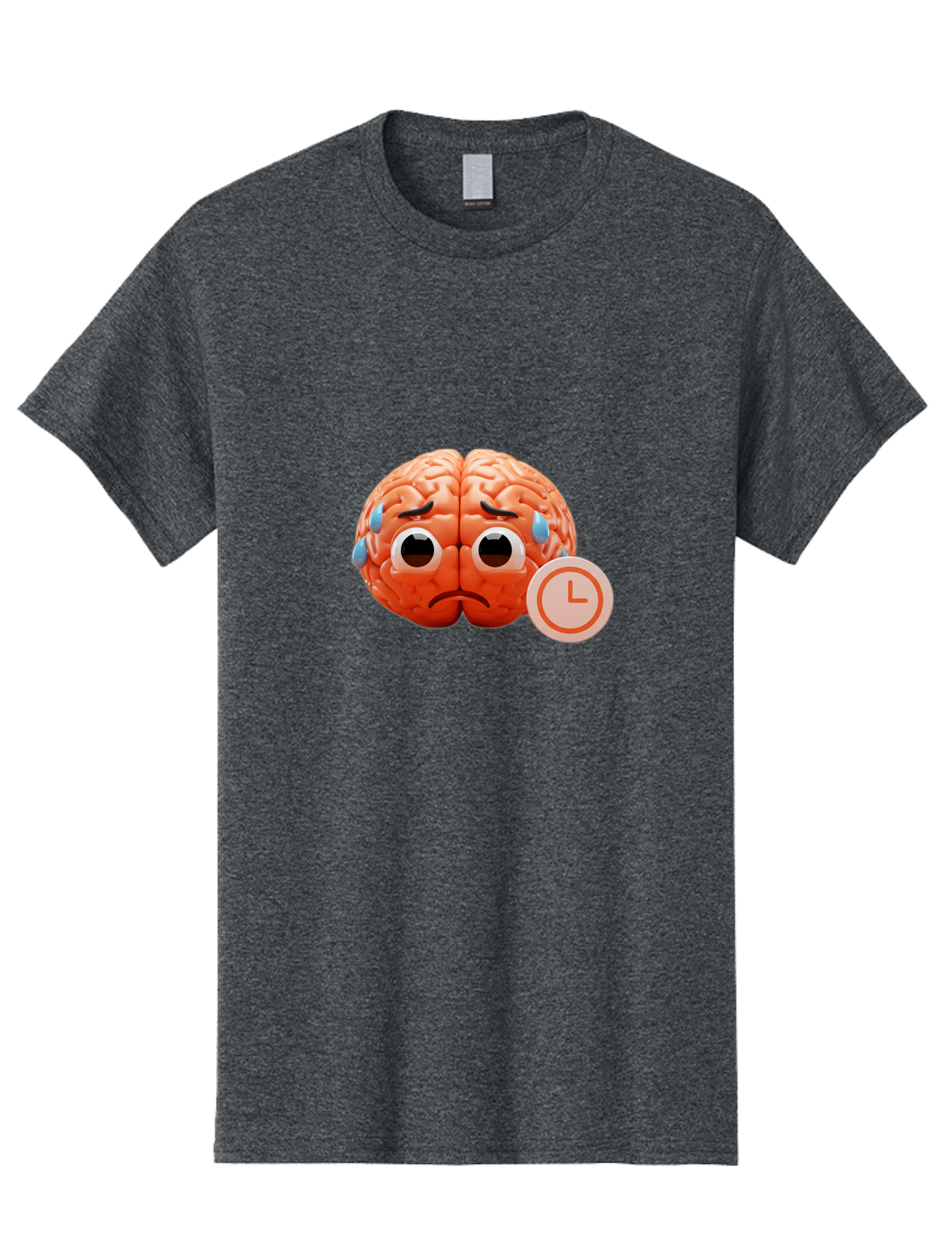 Sad-Brain Men'S Graphic Tee, 100% Cotton, Comfortable Casual Summer Wear, Machine Washable, Sad Brain, Stressed Brain, Anxiety, Frowning Face, Tears, Mental Health, Brain Fatigue, Stress Emotions, Frustration, Cartoon Brain Bab371 23