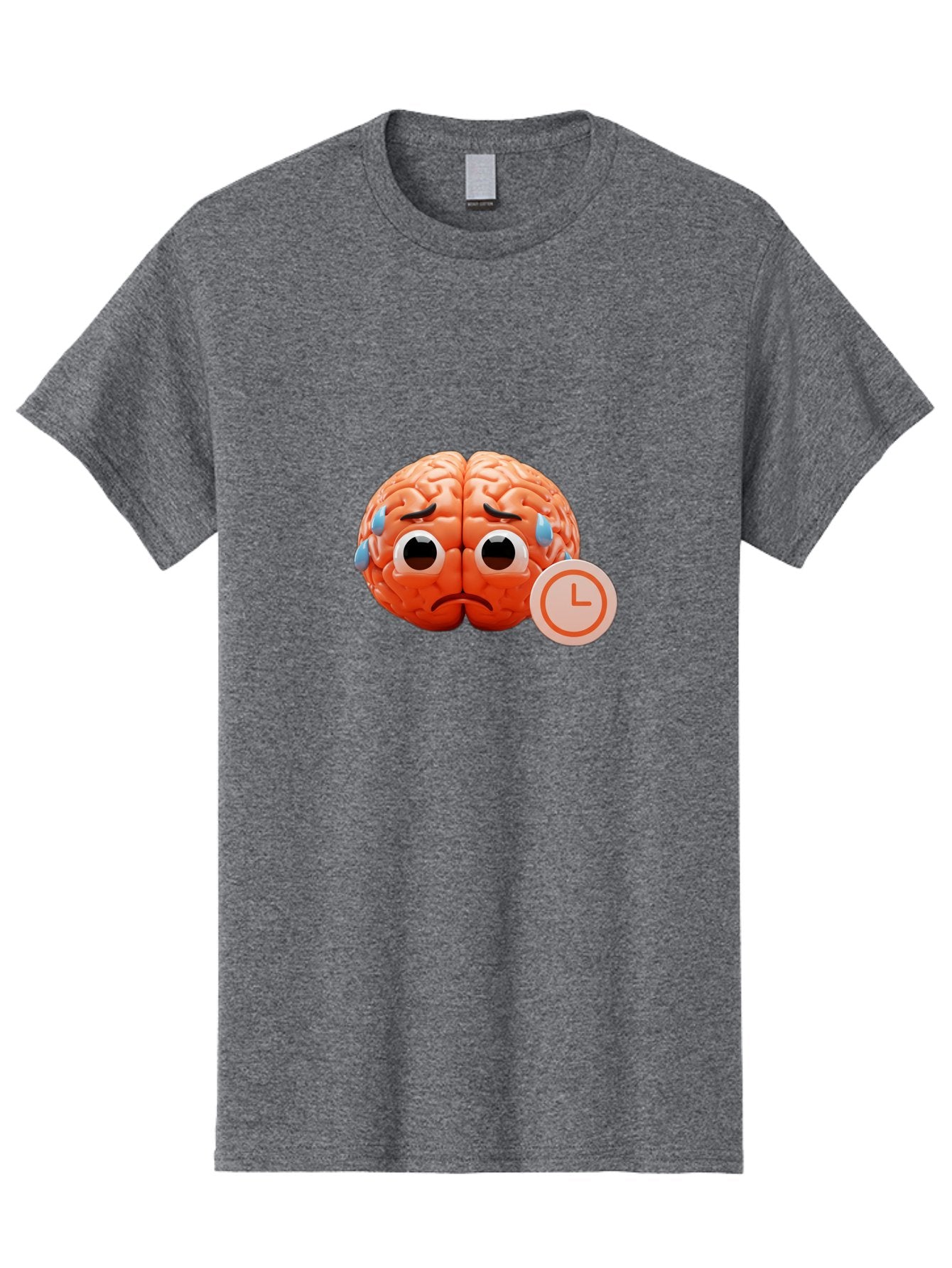 Sad-Brain Men'S Graphic Tee, 100% Cotton, Comfortable Casual Summer Wear, Machine Washable, Sad Brain, Stressed Brain, Anxiety, Frowning Face, Tears, Mental Health, Brain Fatigue, Stress Emotions, Frustration, Cartoon Brain Bab371 12