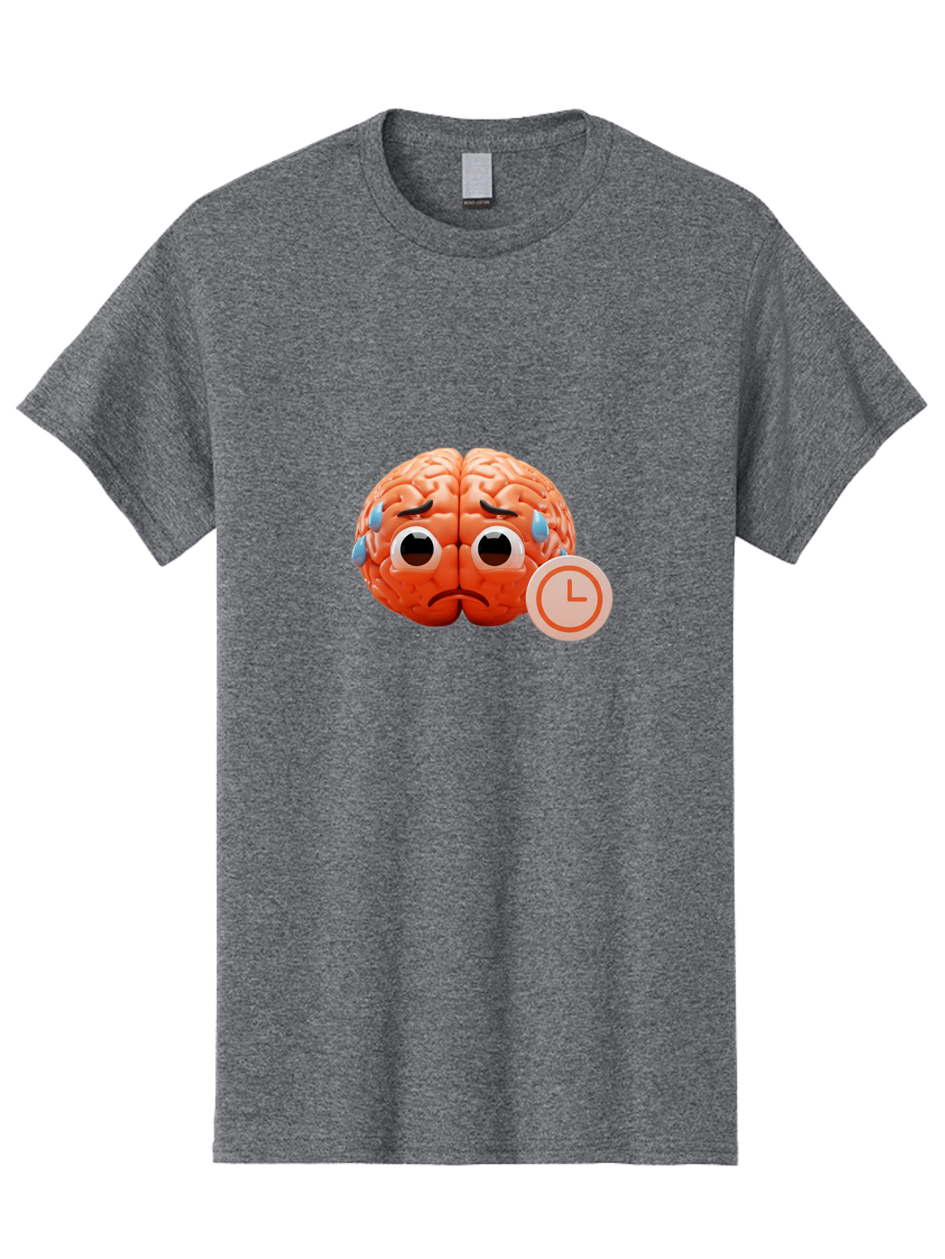 Sad-Brain Men'S Graphic Tee, 100% Cotton, Comfortable Casual Summer Wear, Machine Washable, Sad Brain, Stressed Brain, Anxiety, Frowning Face, Tears, Mental Health, Brain Fatigue, Stress Emotions, Frustration, Cartoon Brain Bab371 5