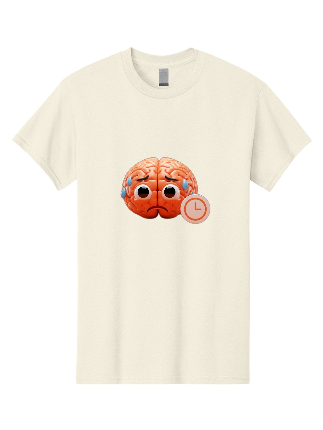 Sad-Brain Men'S Graphic Tee, 100% Cotton, Comfortable Casual Summer Wear, Machine Washable, Sad Brain, Stressed Brain, Anxiety, Frowning Face, Tears, Mental Health, Brain Fatigue, Stress Emotions, Frustration, Cartoon Brain Bab371 10