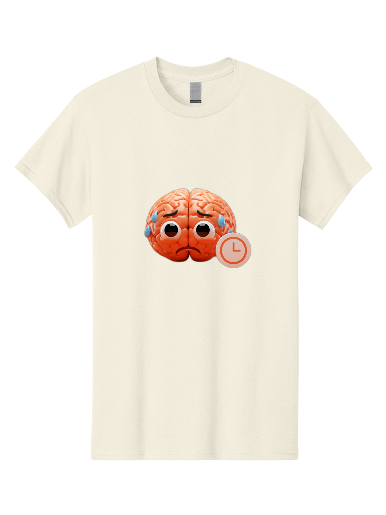 Sad-Brain Men'S Graphic Tee, 100% Cotton, Comfortable Casual Summer Wear, Machine Washable, Sad Brain, Stressed Brain, Anxiety, Frowning Face, Tears, Mental Health, Brain Fatigue, Stress Emotions, Frustration, Cartoon Brain Bab371 27