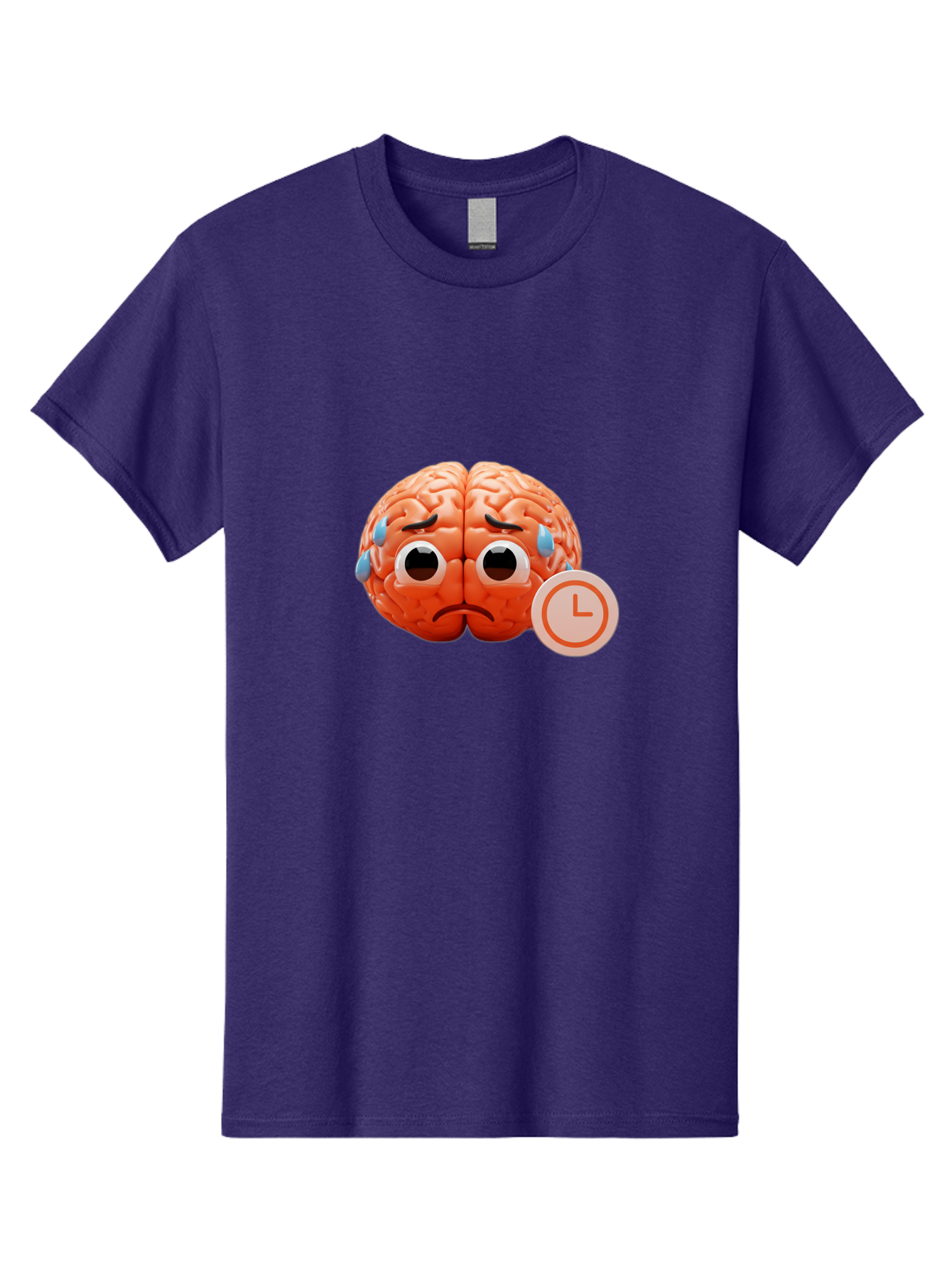 Sad-Brain Men'S Graphic Tee, 100% Cotton, Comfortable Casual Summer Wear, Machine Washable, Sad Brain, Stressed Brain, Anxiety, Frowning Face, Tears, Mental Health, Brain Fatigue, Stress Emotions, Frustration, Cartoon Brain Bab371 11
